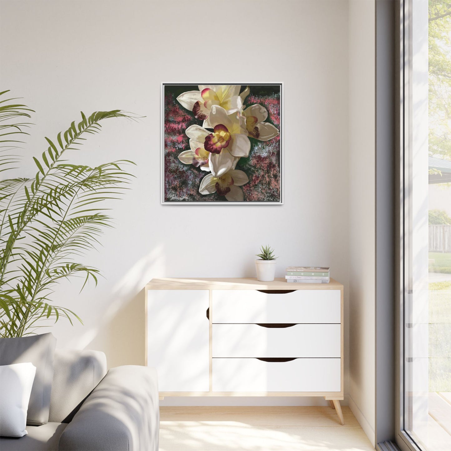 Simply-Orchid-original Art - Matte Canvas, Framed (Multi-color)