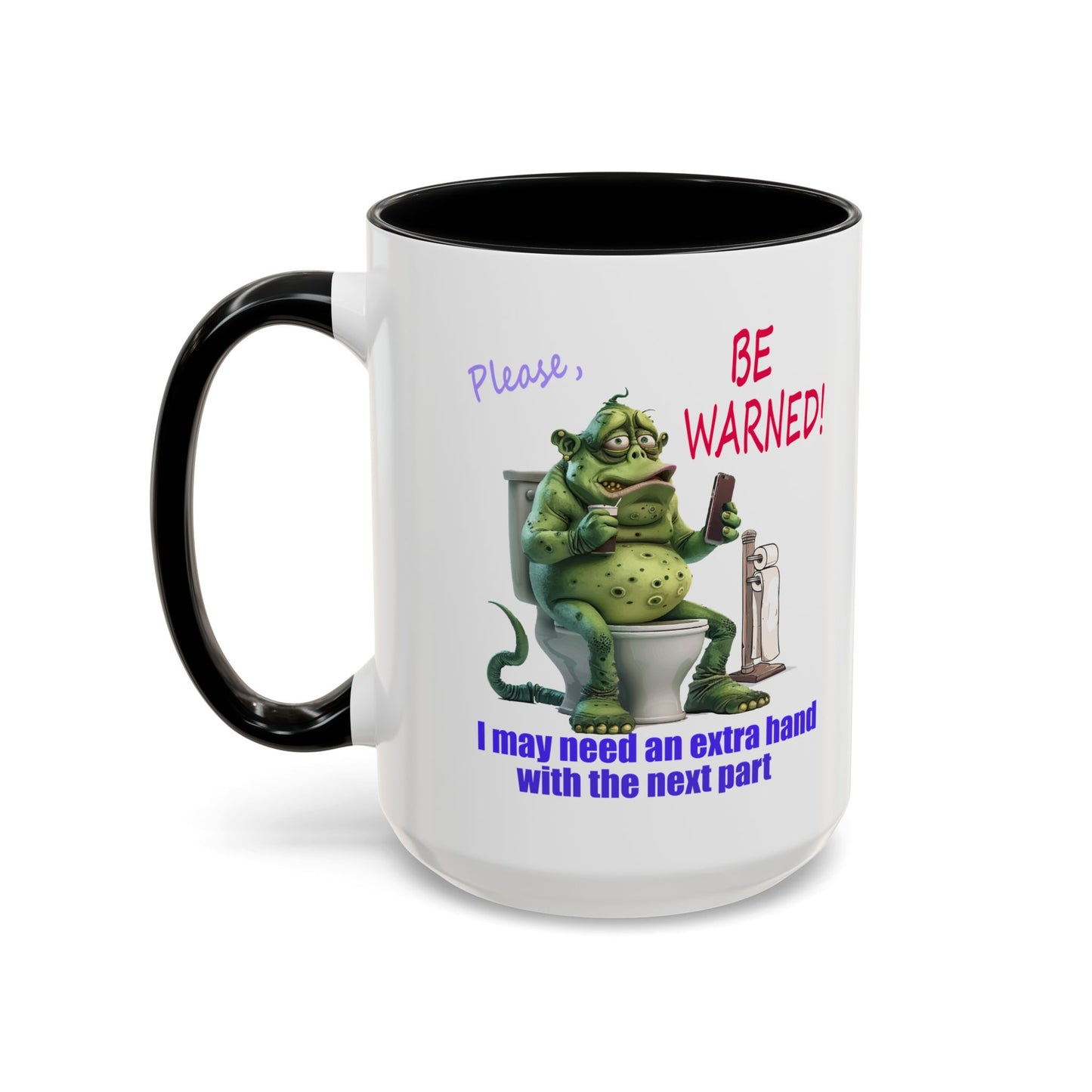 Toilet guy needs a hand, Original Design, Funny Mugs, Accent Coffee Mug (11, 15oz)