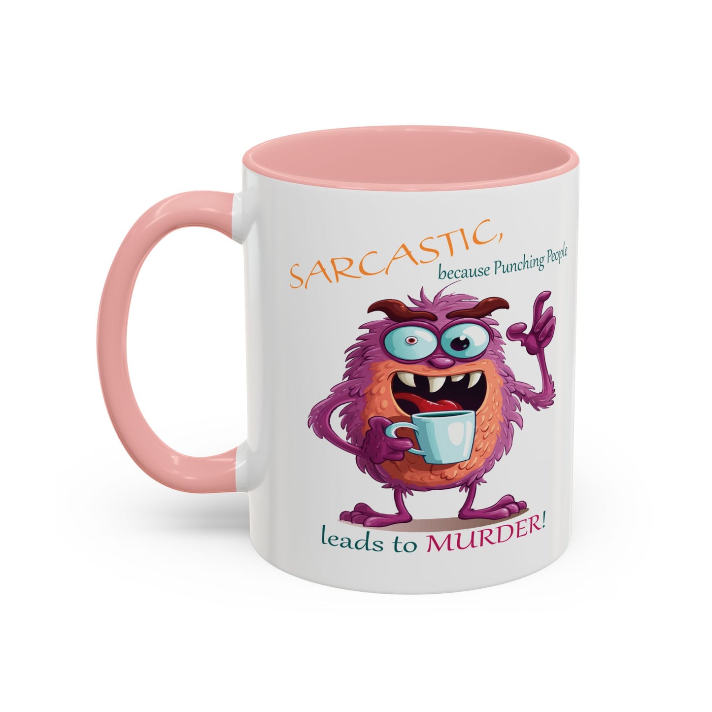 Purple monster, drinks, funny mug designs, Accent Coffee Mug (11, 15oz)