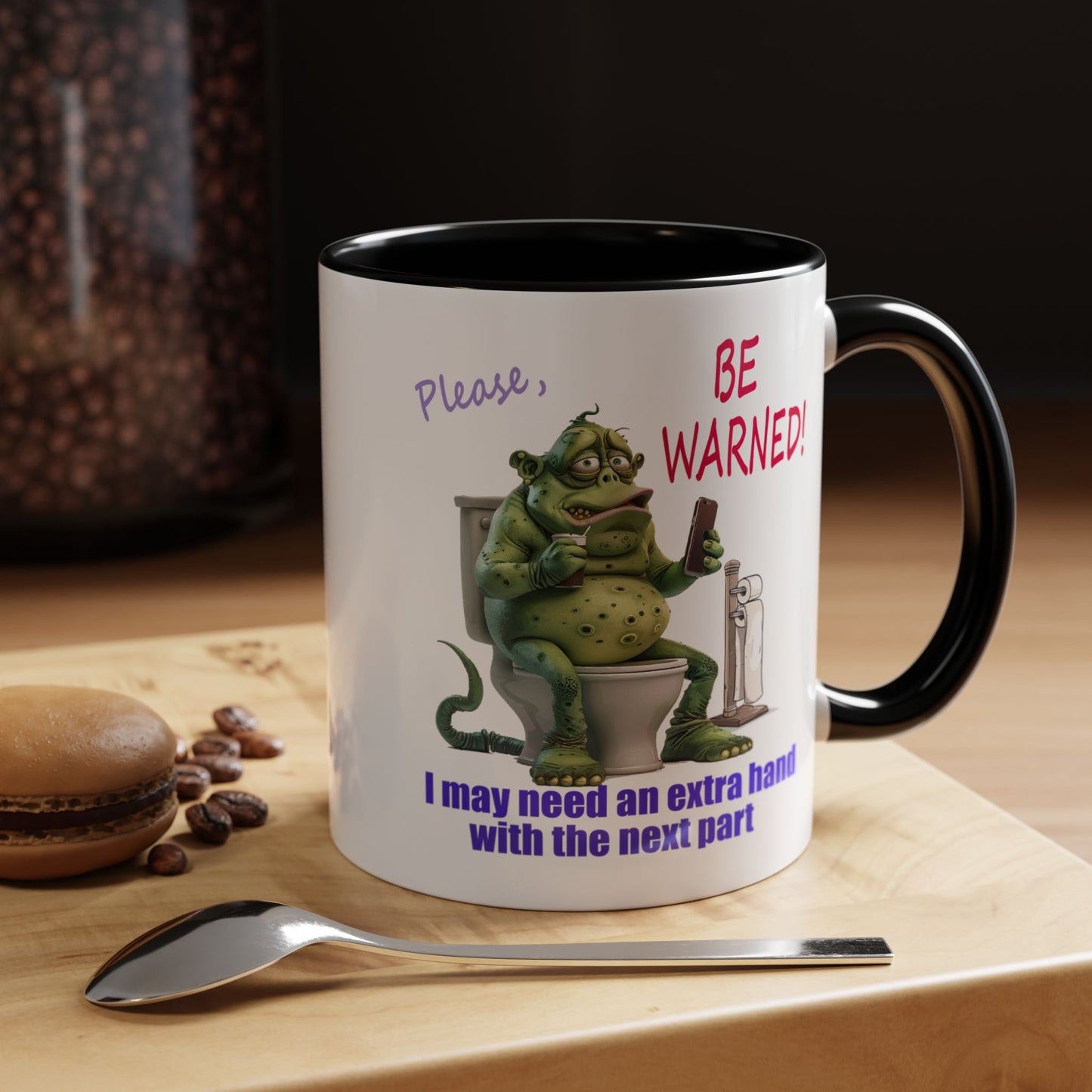 Toilet guy needs a hand, Original Design, Funny Mugs, Accent Coffee Mug (11, 15oz)