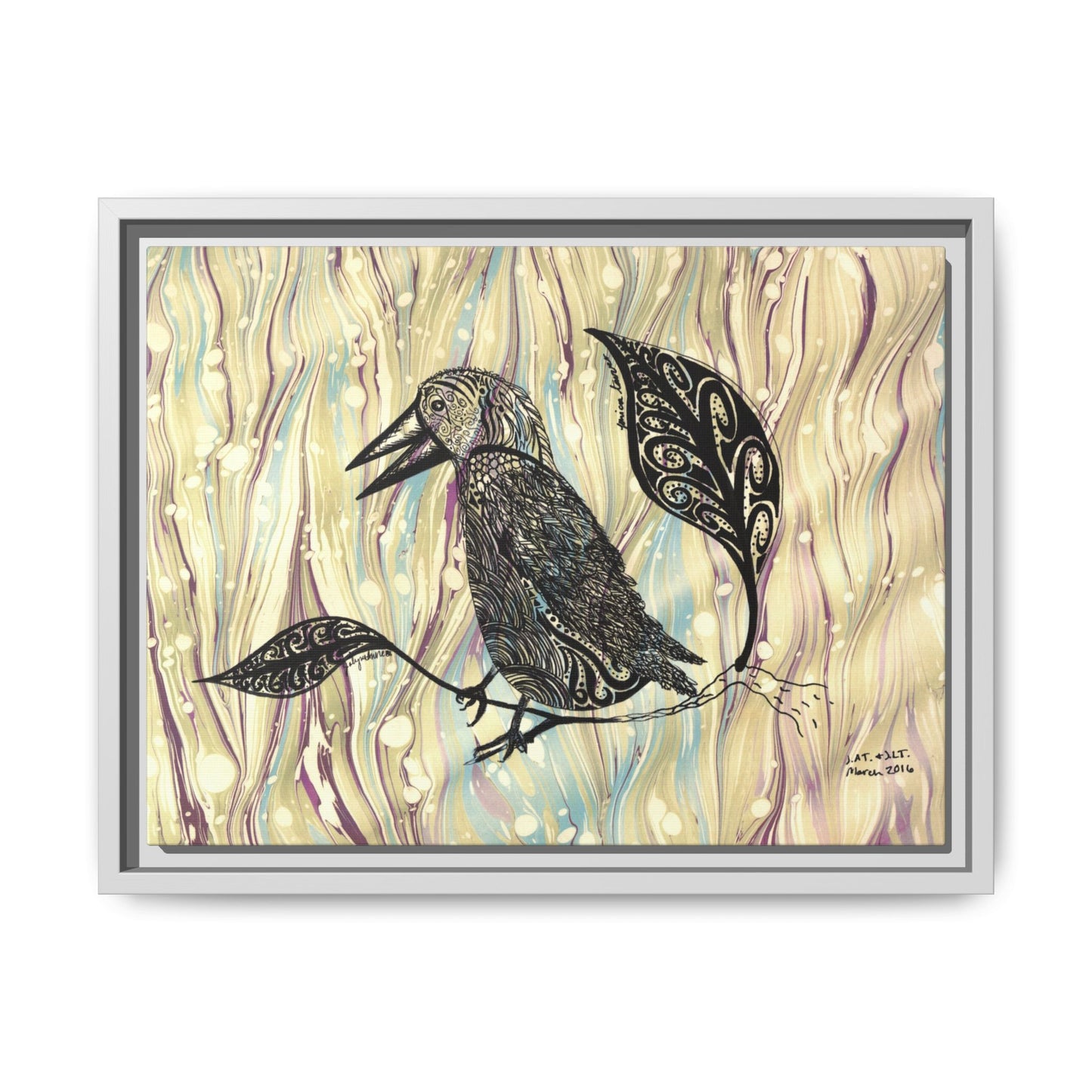 Raven - original Art - Matte Canvas, Framed (Multi-color)