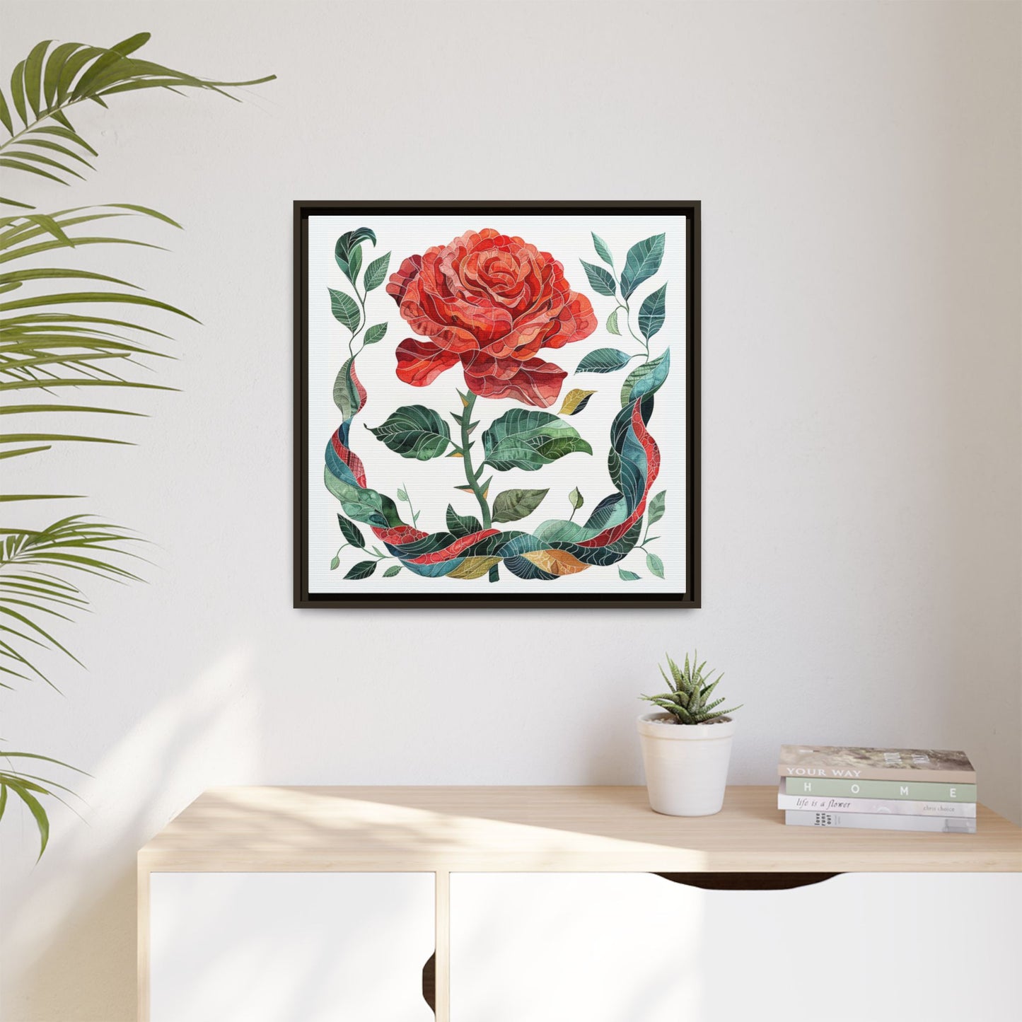 Flower Art, Matte Canvas, Framed (Multi-color)