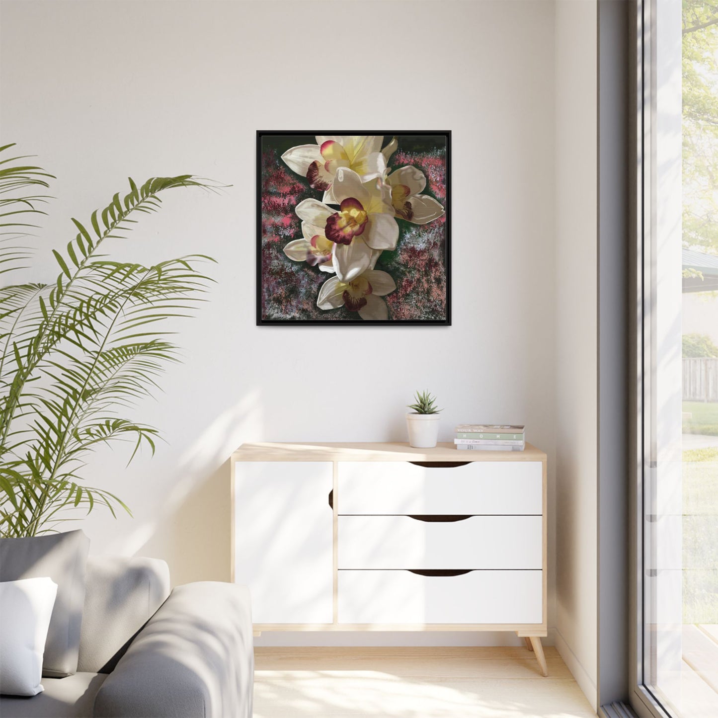 Simply-Orchid-original Art - Matte Canvas, Framed (Multi-color)