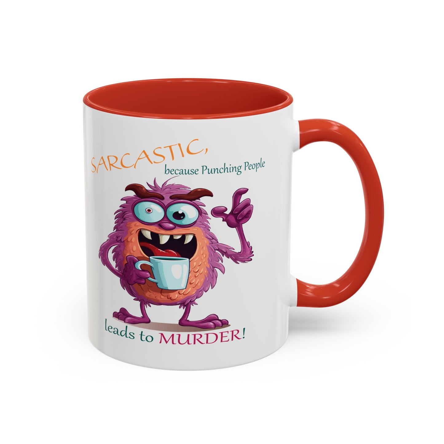 Purple monster, drinks, funny mug designs, Accent Coffee Mug (11, 15oz)