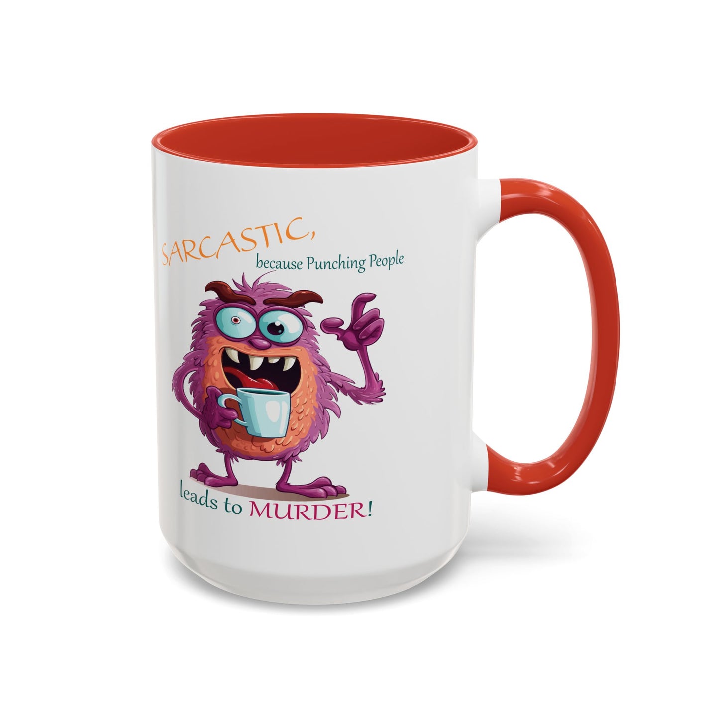 Purple monster, drinks, funny mug designs, Accent Coffee Mug (11, 15oz)