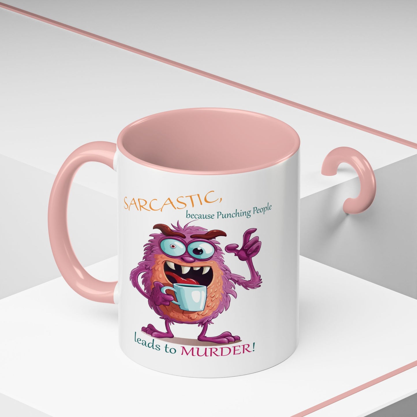 Purple monster, drinks, funny mug designs, Accent Coffee Mug (11, 15oz)