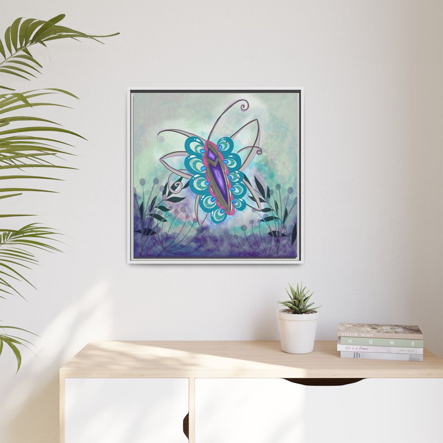 Butterfly-original Art - Matte Canvas, Framed (Multi-color)