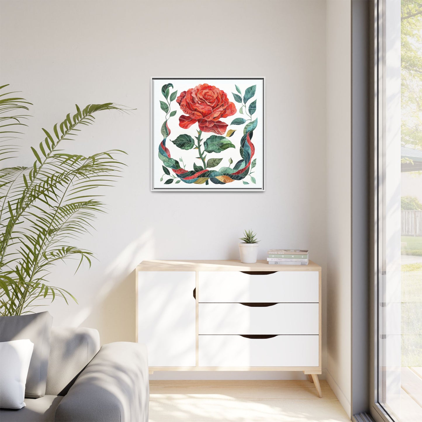 Flower Art, Matte Canvas, Framed (Multi-color)