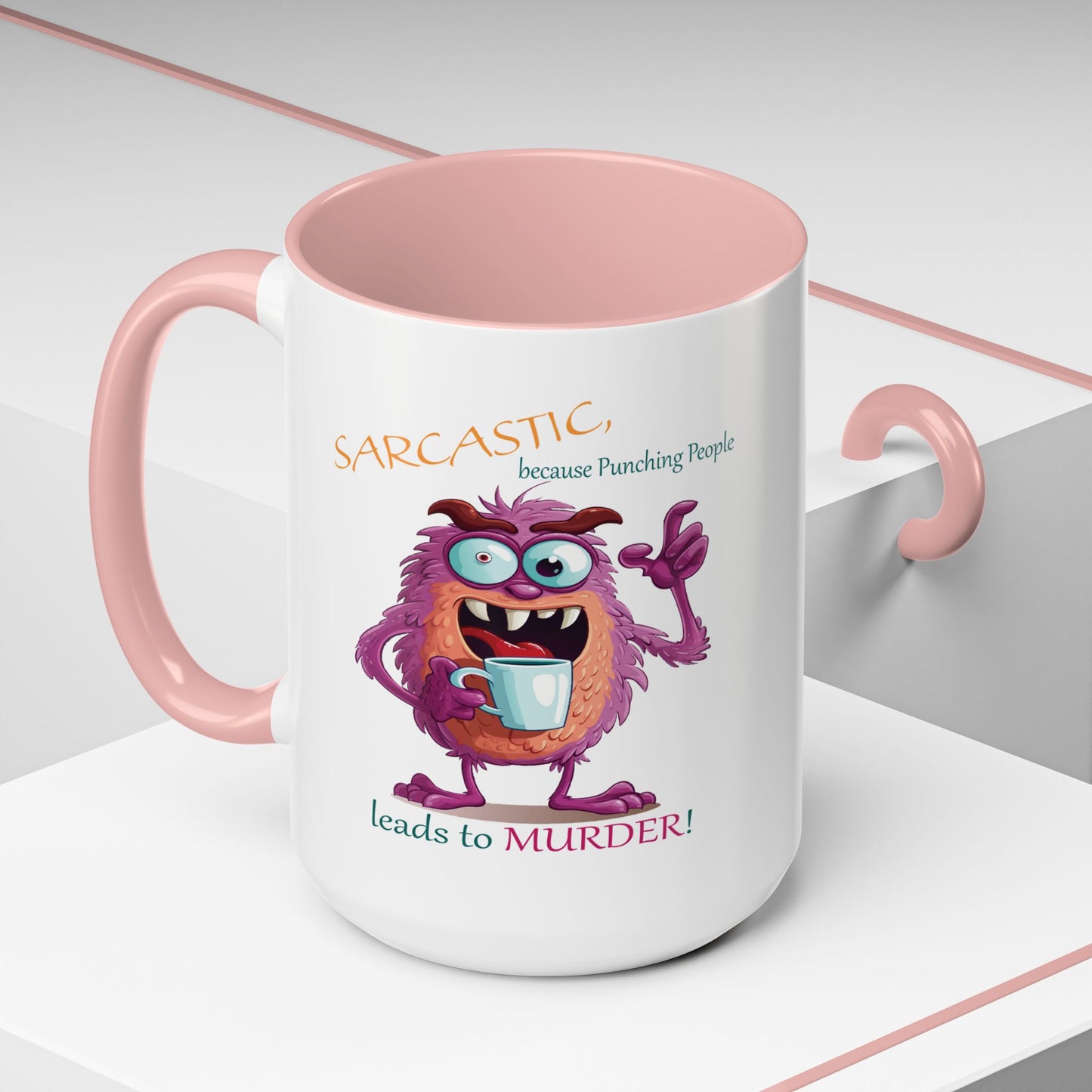 Purple monster, drinks, funny mug designs, Accent Coffee Mug (11, 15oz)