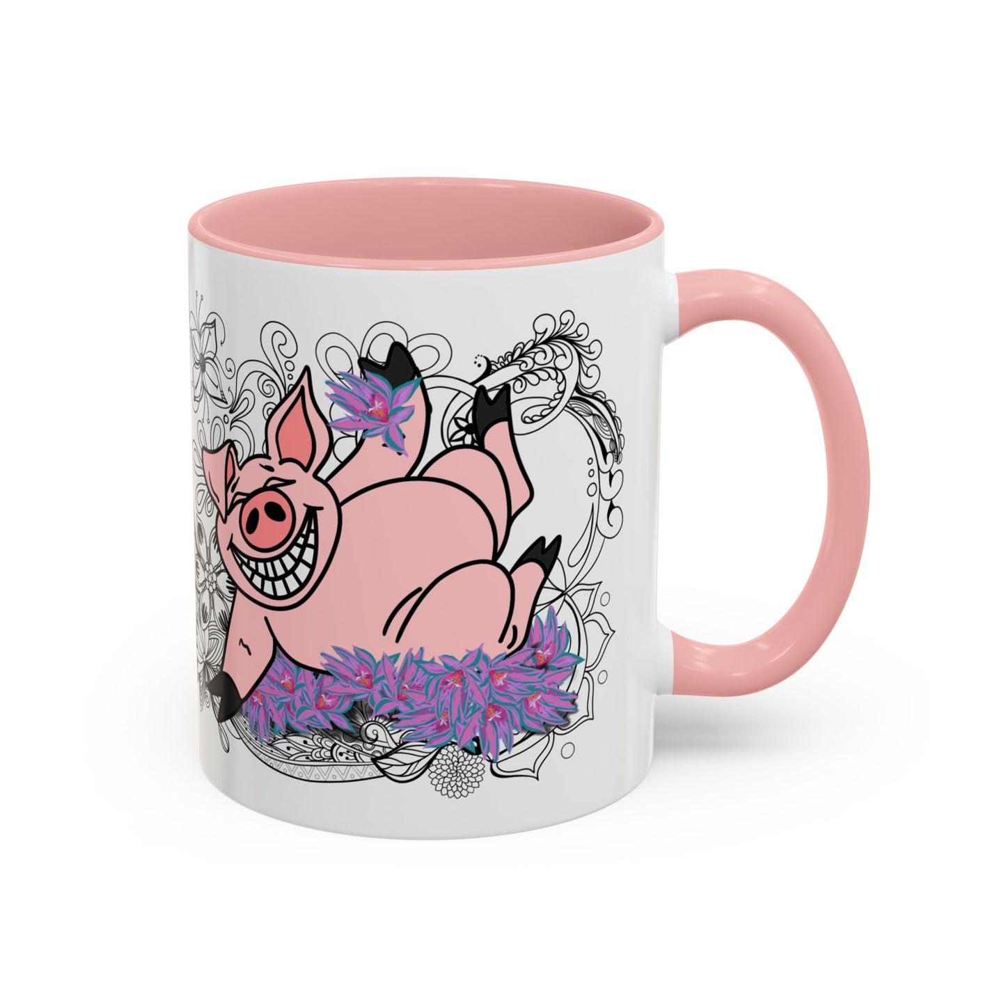 Piggy laughing - Accent Coffee Mug (11, 15oz)