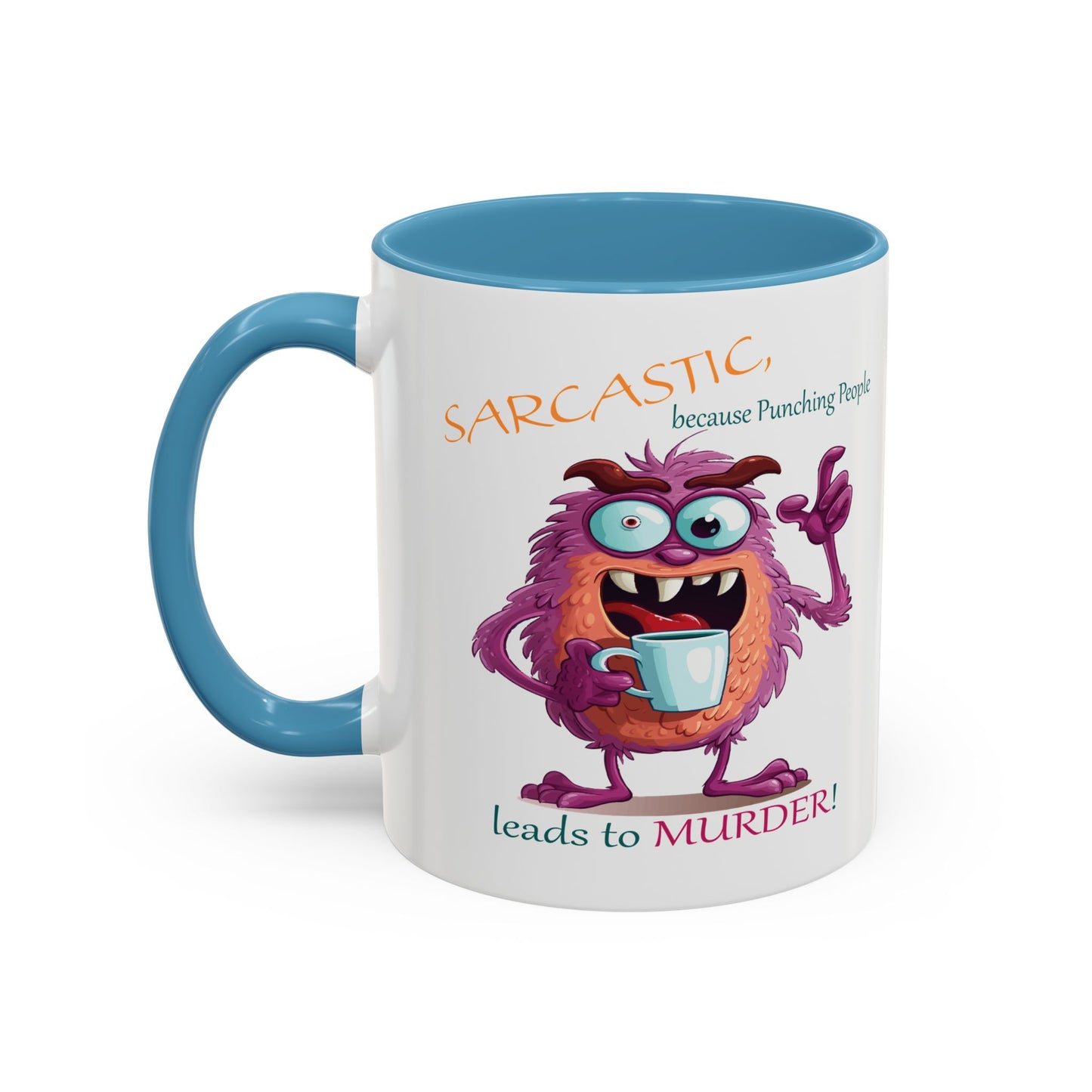 Purple monster, drinks, funny mug designs, Accent Coffee Mug (11, 15oz)