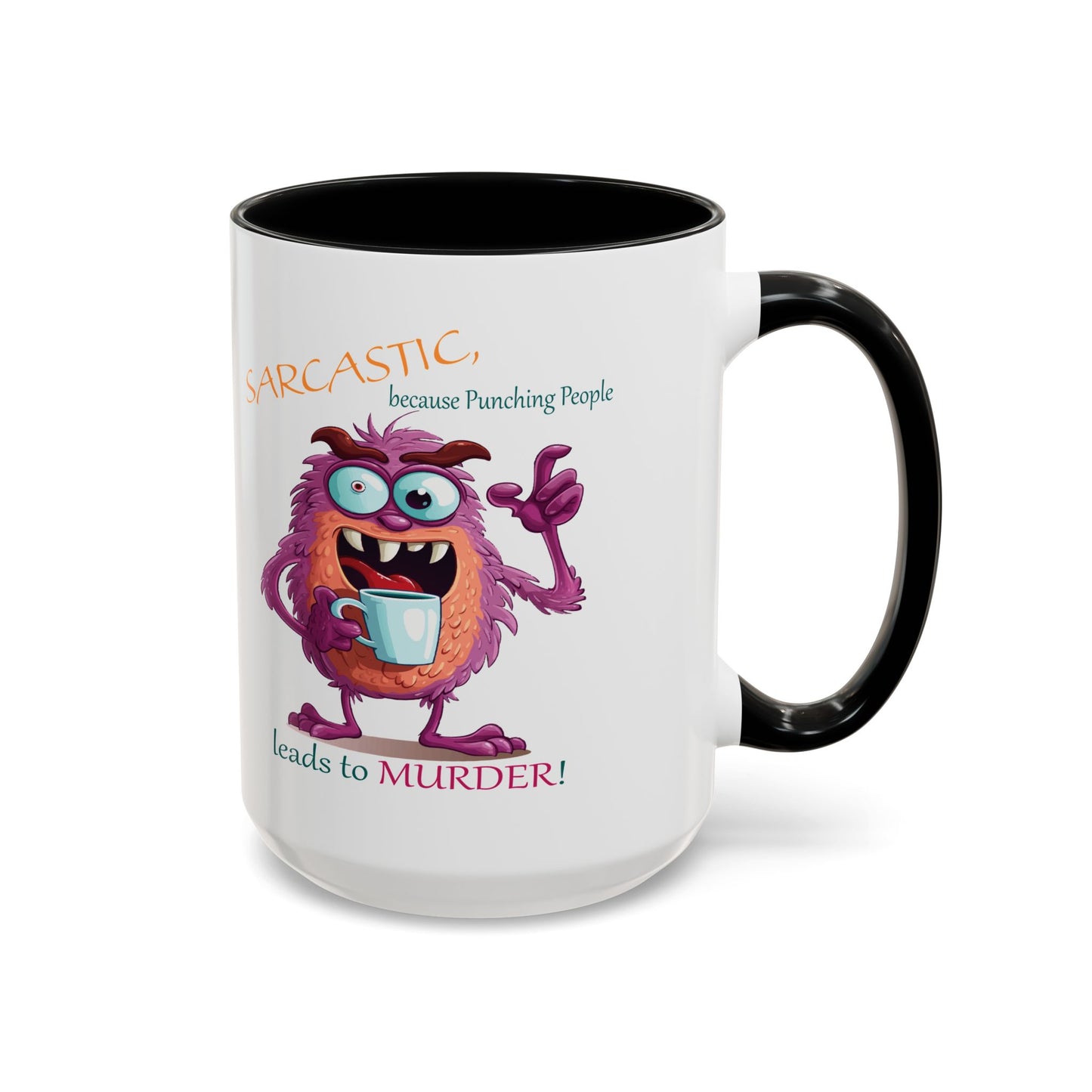 Purple monster, drinks, funny mug designs, Accent Coffee Mug (11, 15oz)