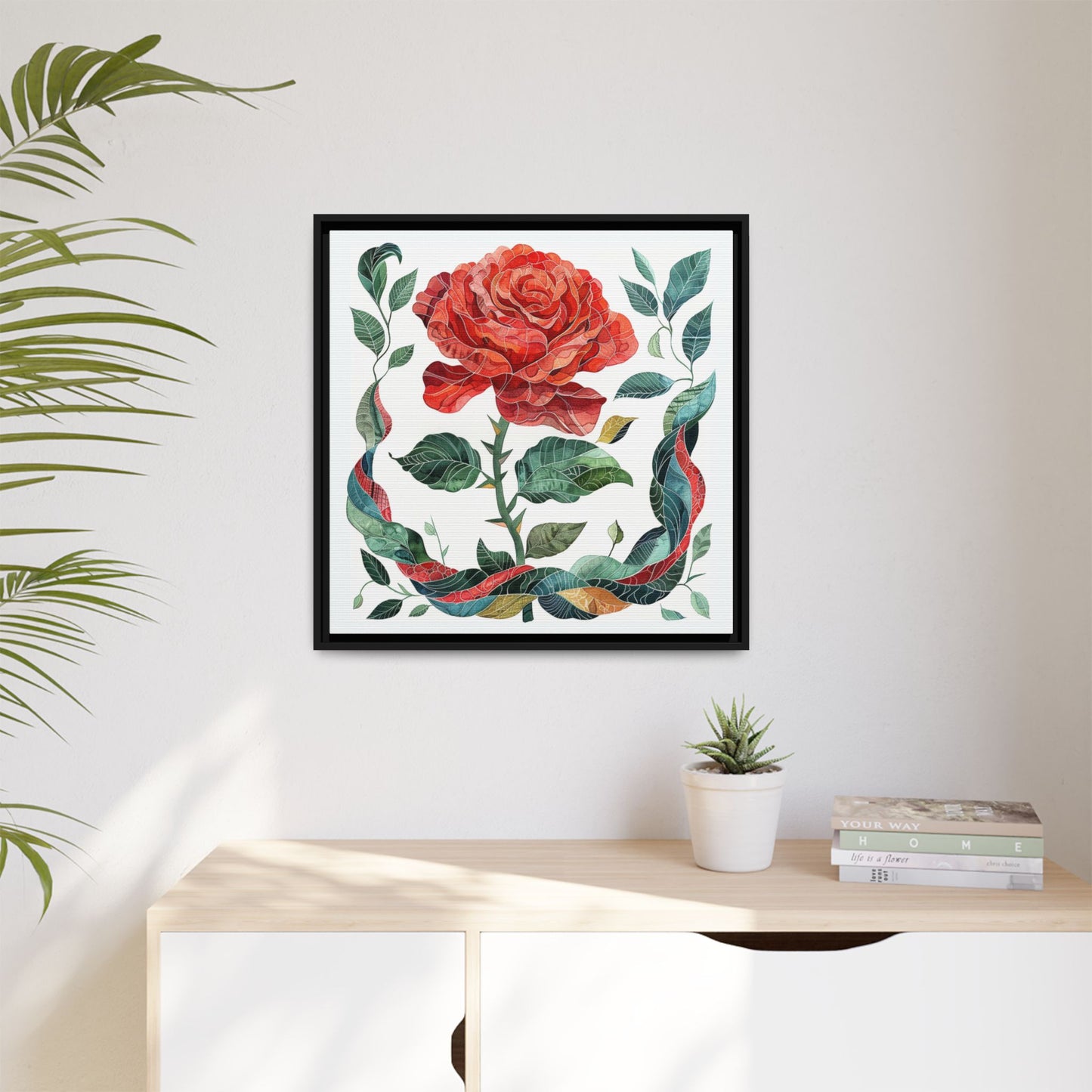 Flower Art, Matte Canvas, Framed (Multi-color)