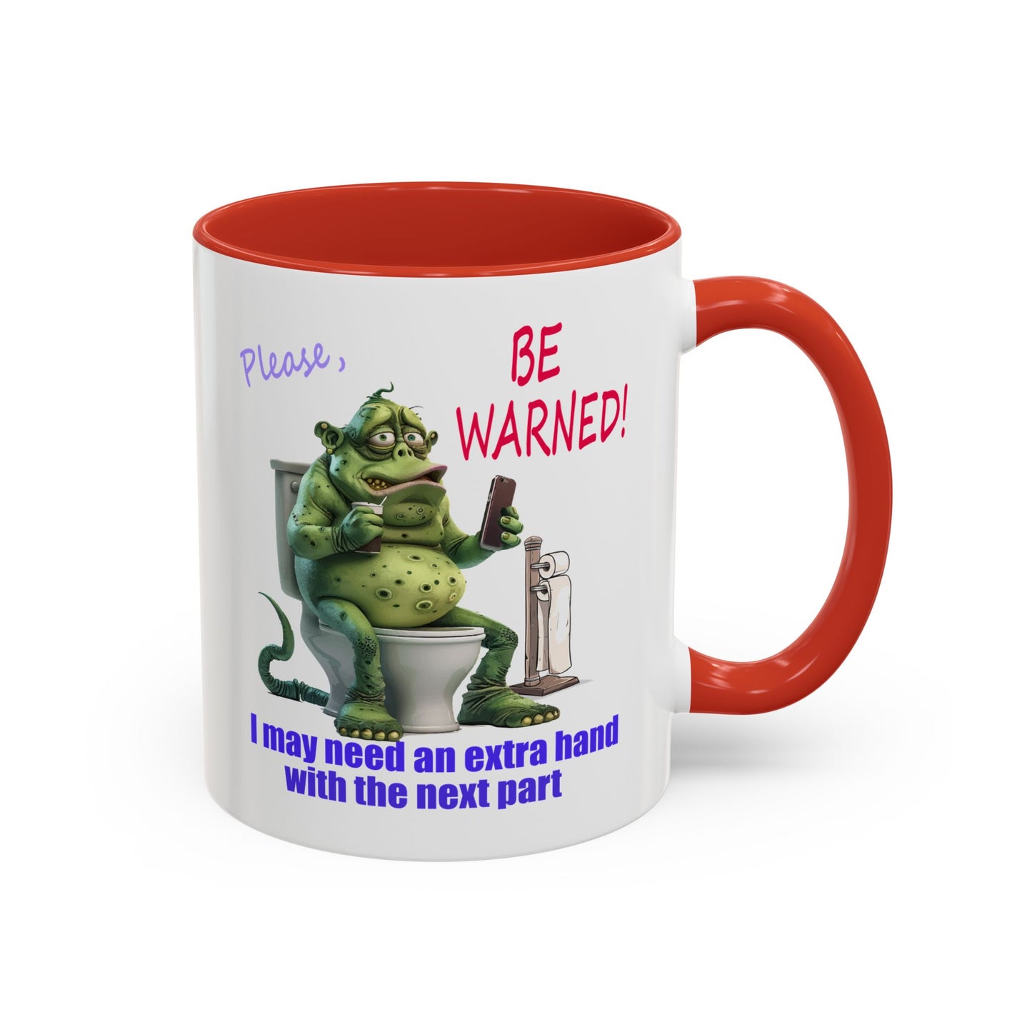 Toilet guy needs a hand, Original Design, Funny Mugs, Accent Coffee Mug (11, 15oz)