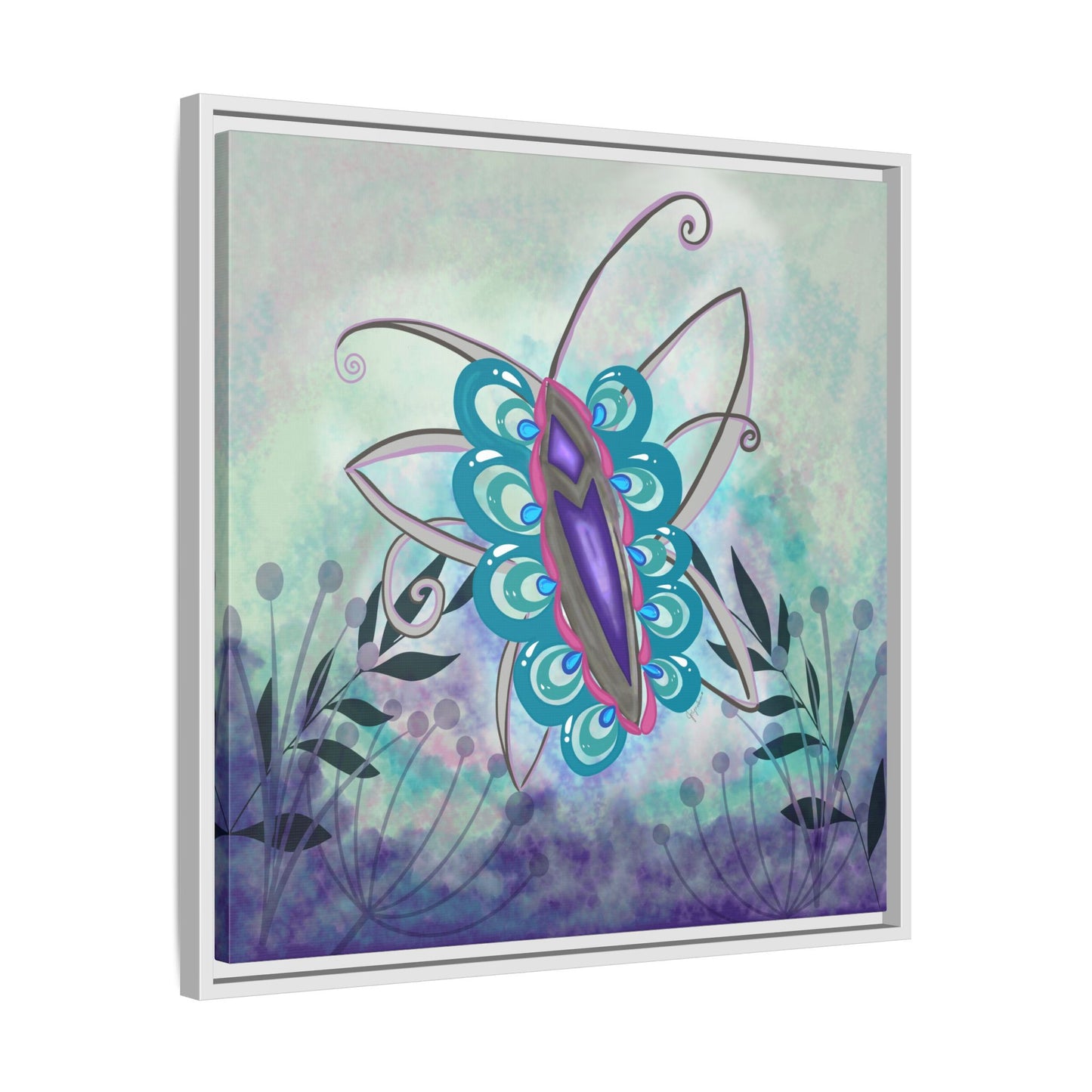 Butterfly-original Art - Matte Canvas, Framed (Multi-color)