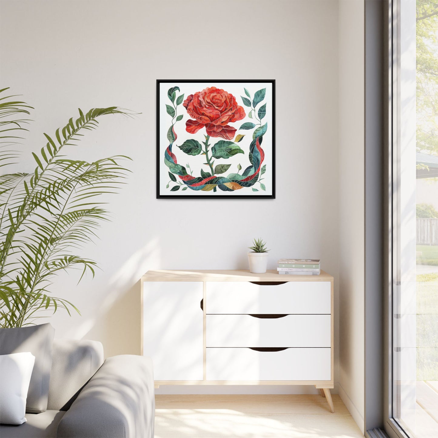 Flower Art, Matte Canvas, Framed (Multi-color)