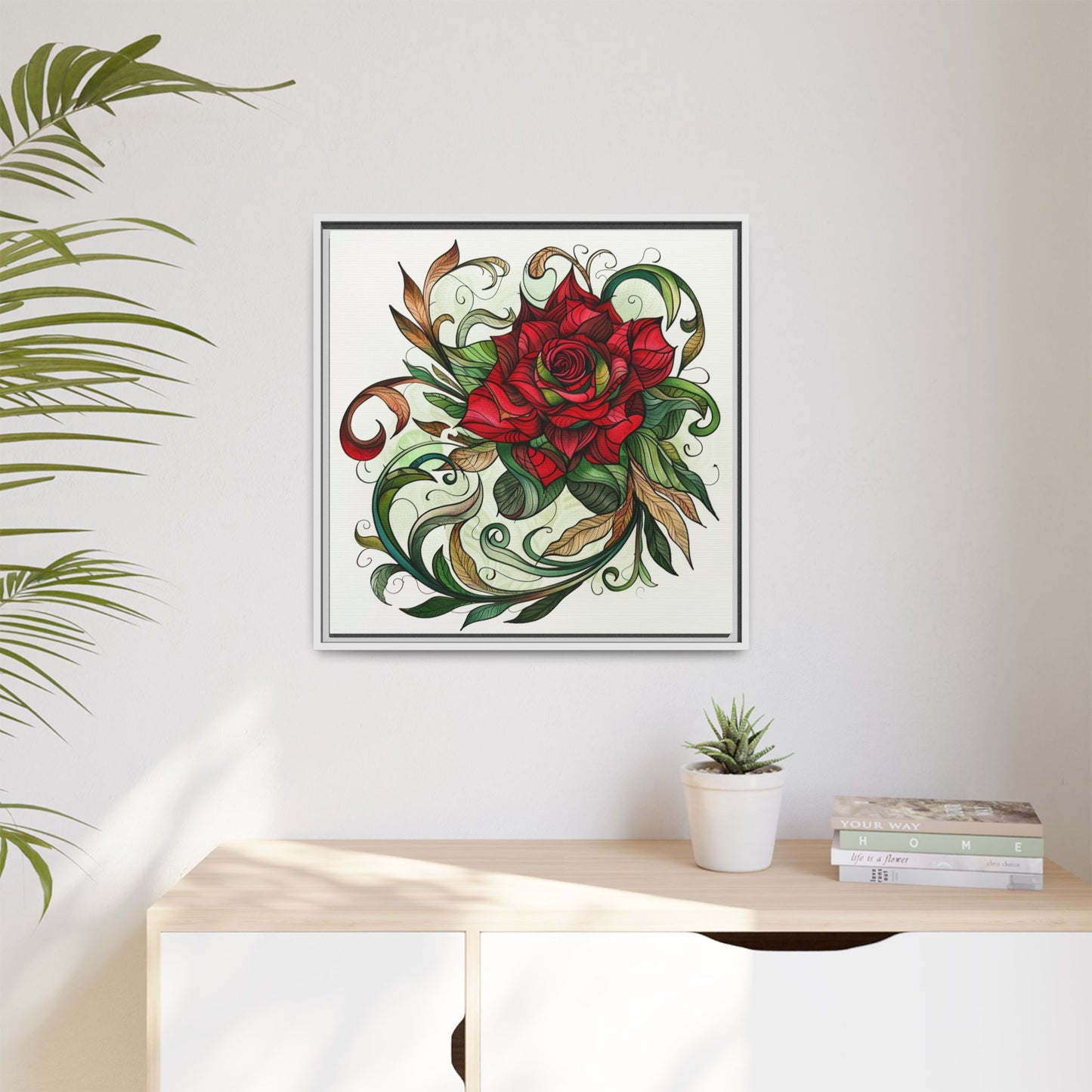 Flower Art, Matte Canvas, Framed (Multi-color)