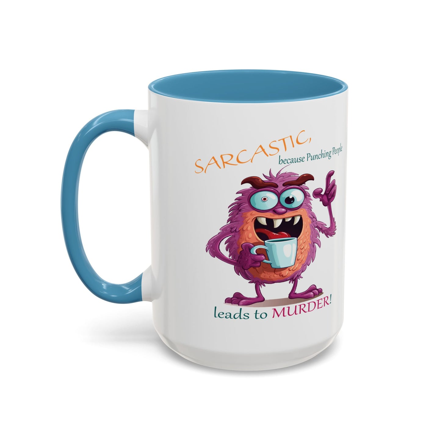 Purple monster, drinks, funny mug designs, Accent Coffee Mug (11, 15oz)