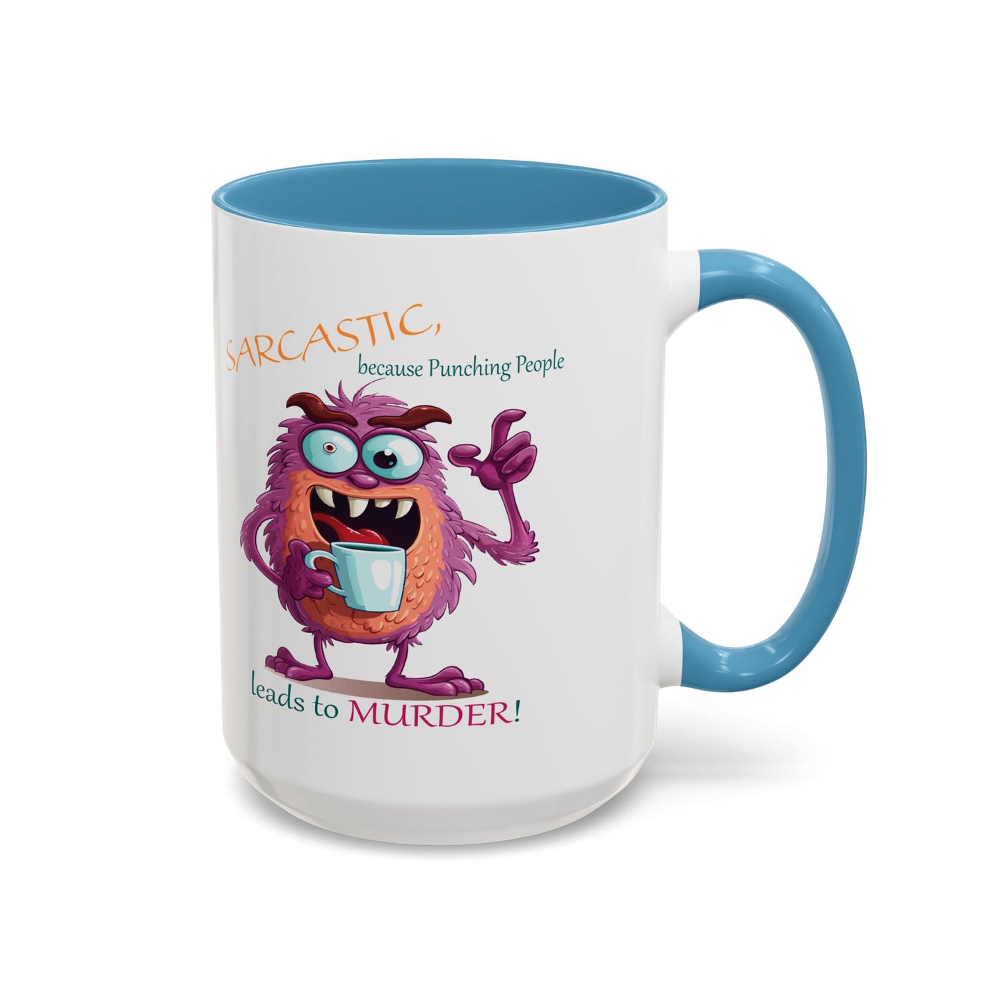 Purple monster, drinks, funny mug designs, Accent Coffee Mug (11, 15oz)