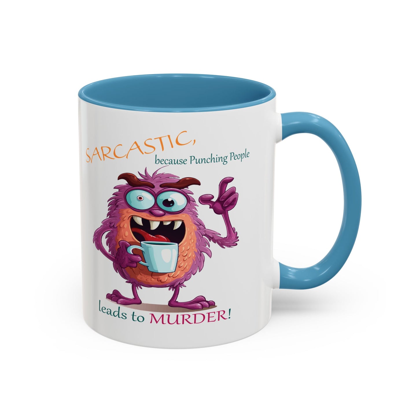 Purple monster, drinks, funny mug designs, Accent Coffee Mug (11, 15oz)