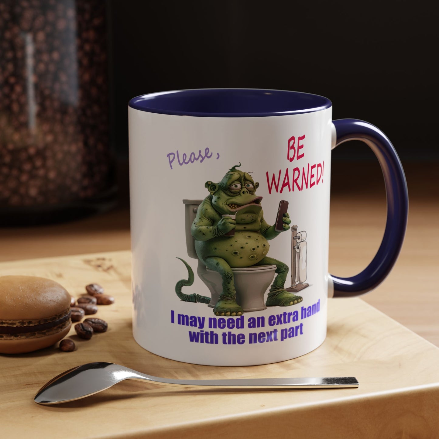 Toilet guy needs a hand, Original Design, Funny Mugs, Accent Coffee Mug (11, 15oz)