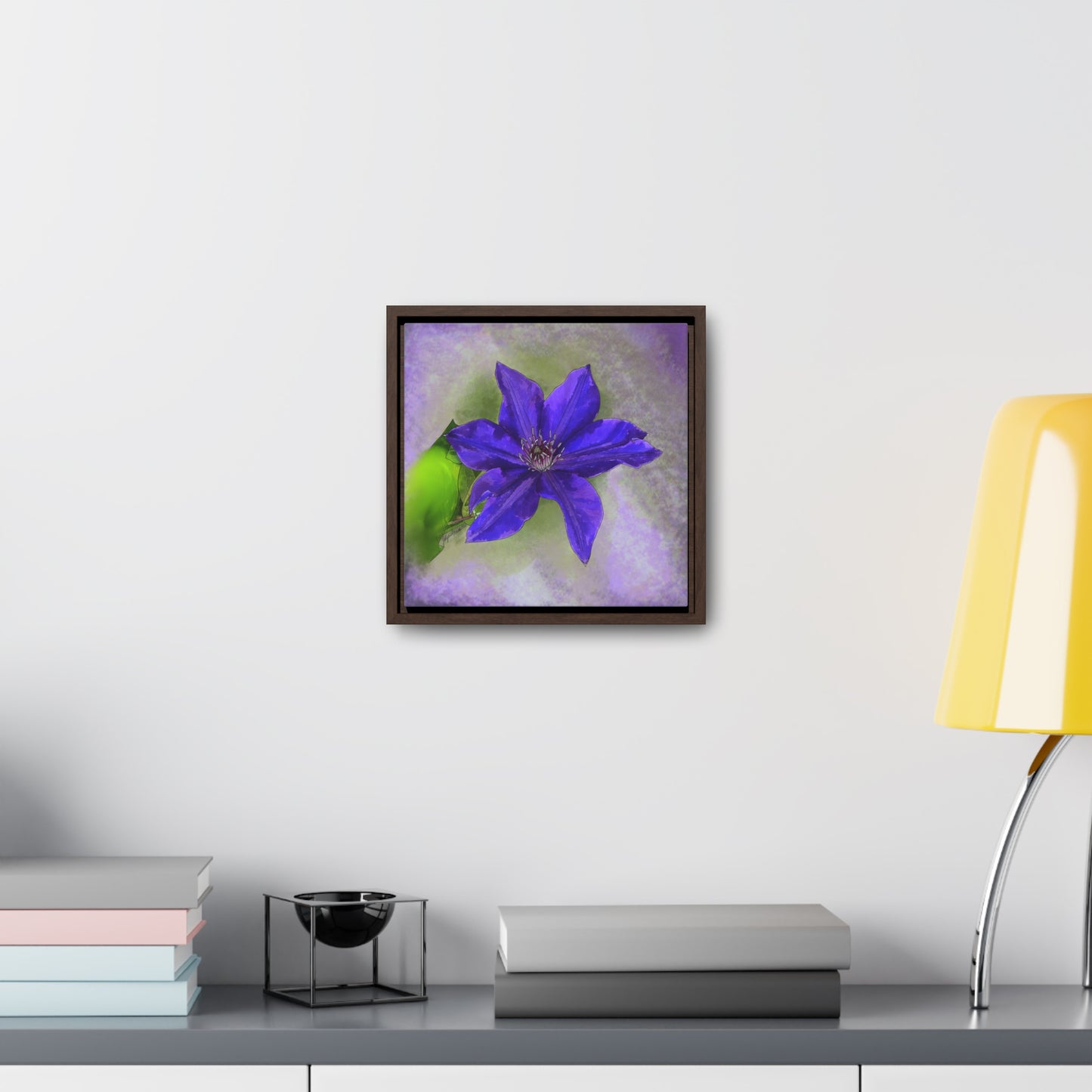 Purple Clematis - Original Art - Gallery Canvas Wraps, Square Frame