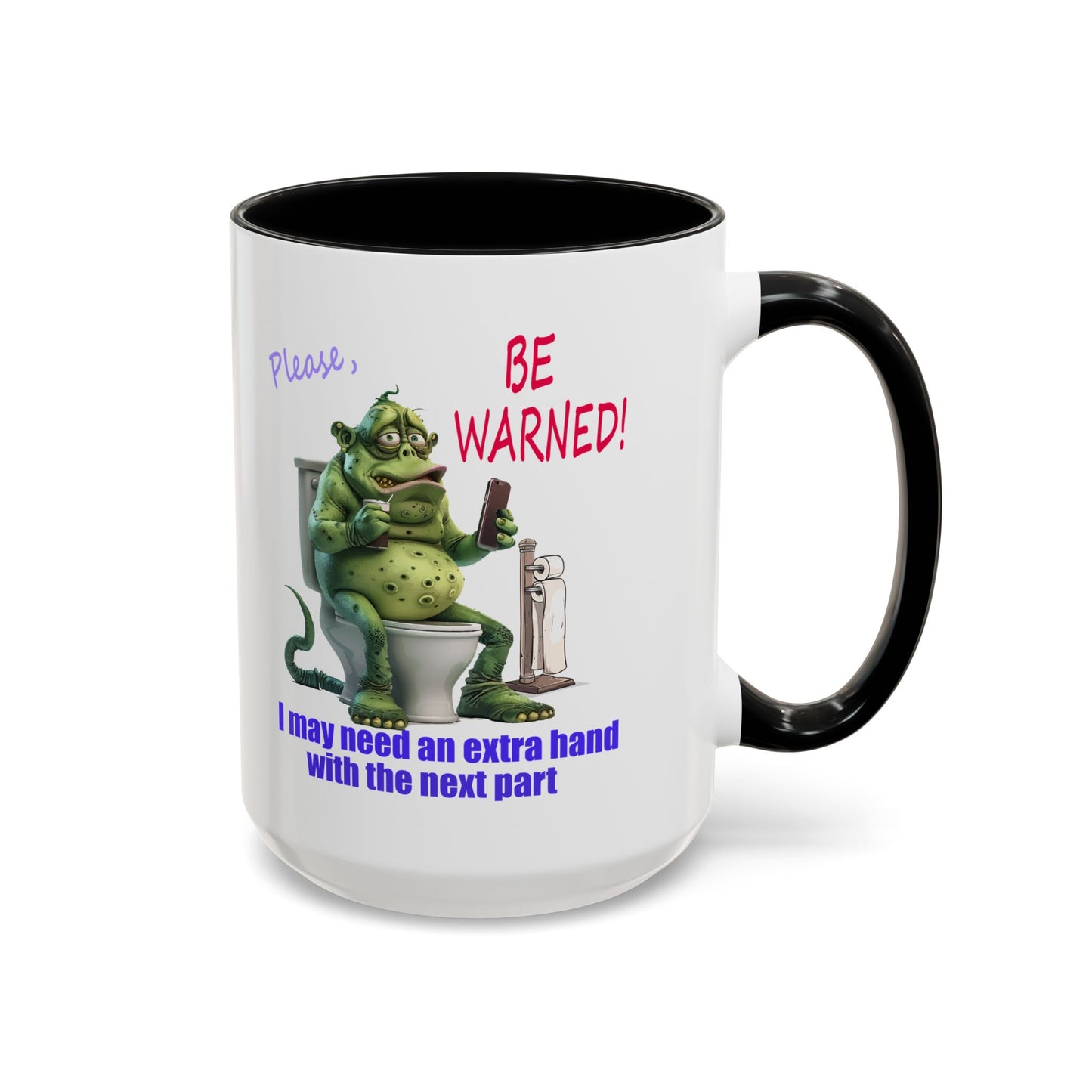 Toilet guy needs a hand, Original Design, Funny Mugs, Accent Coffee Mug (11, 15oz)