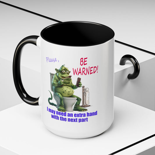 Toilet guy needs a hand, Original Design, Funny Mugs, Accent Coffee Mug (11, 15oz)