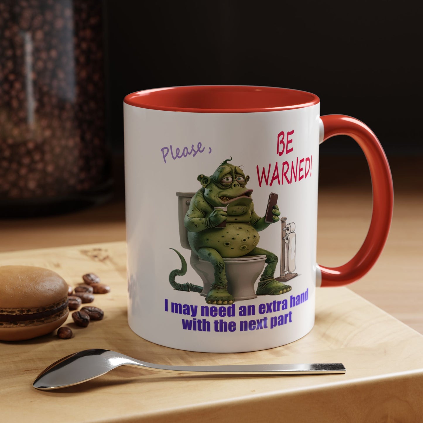 Toilet guy needs a hand, Original Design, Funny Mugs, Accent Coffee Mug (11, 15oz)