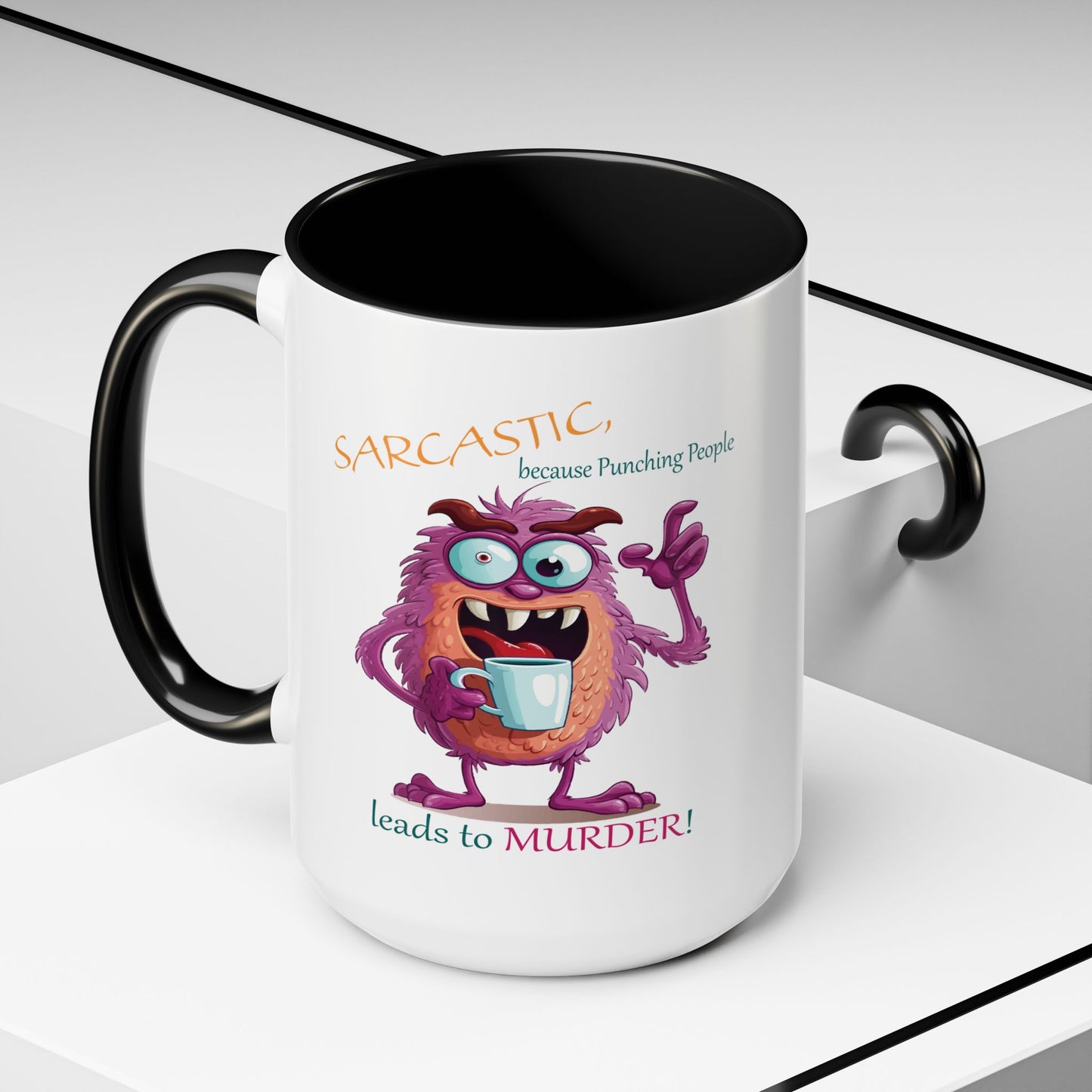 Purple monster, drinks, funny mug designs, Accent Coffee Mug (11, 15oz)