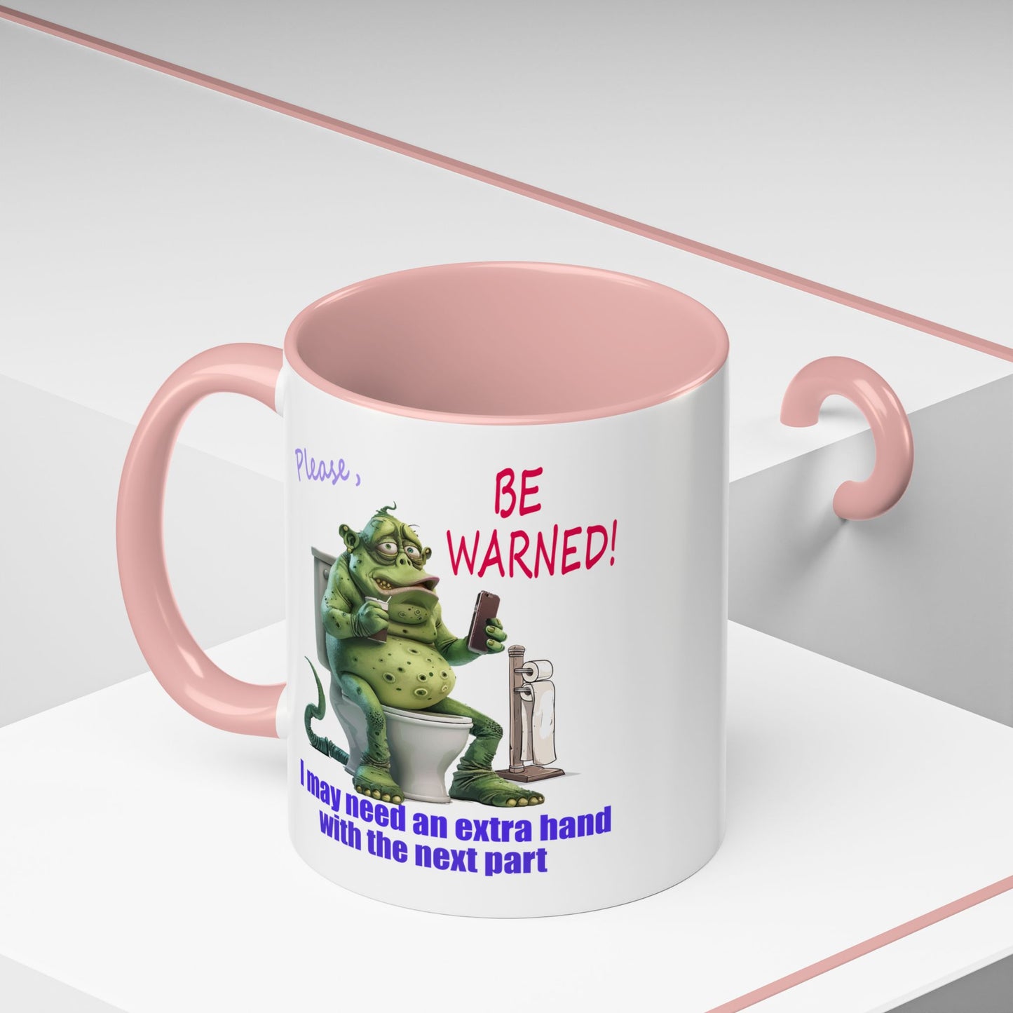 Toilet guy needs a hand, Original Design, Funny Mugs, Accent Coffee Mug (11, 15oz)