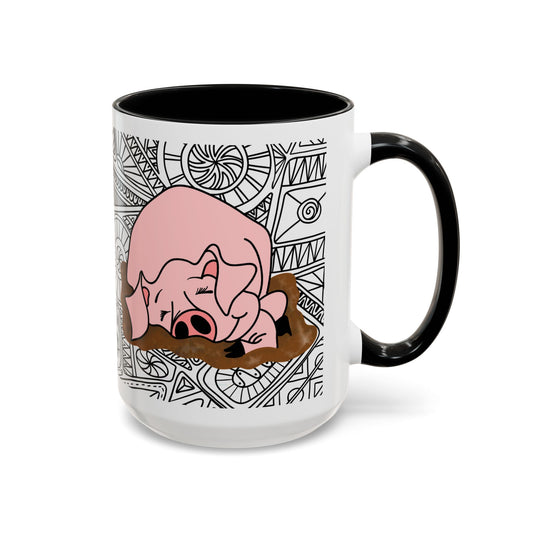 Sleepy Piggy - Accent Coffee Mug (11, 15oz)