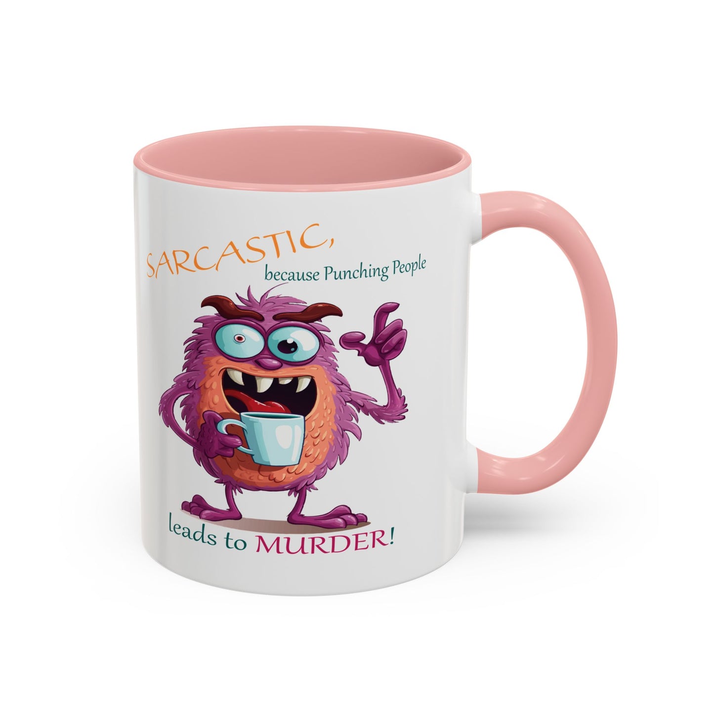 Purple monster, drinks, funny mug designs, Accent Coffee Mug (11, 15oz)