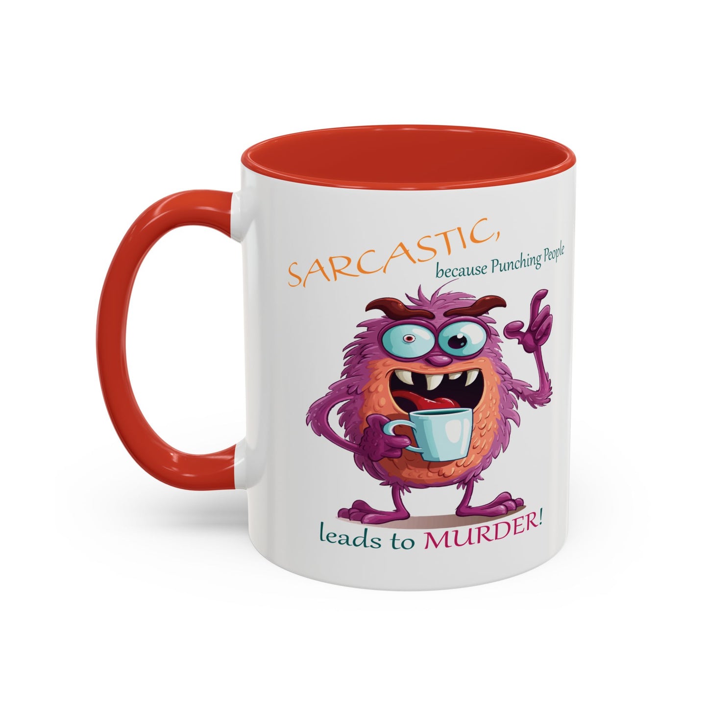 Purple monster, drinks, funny mug designs, Accent Coffee Mug (11, 15oz)