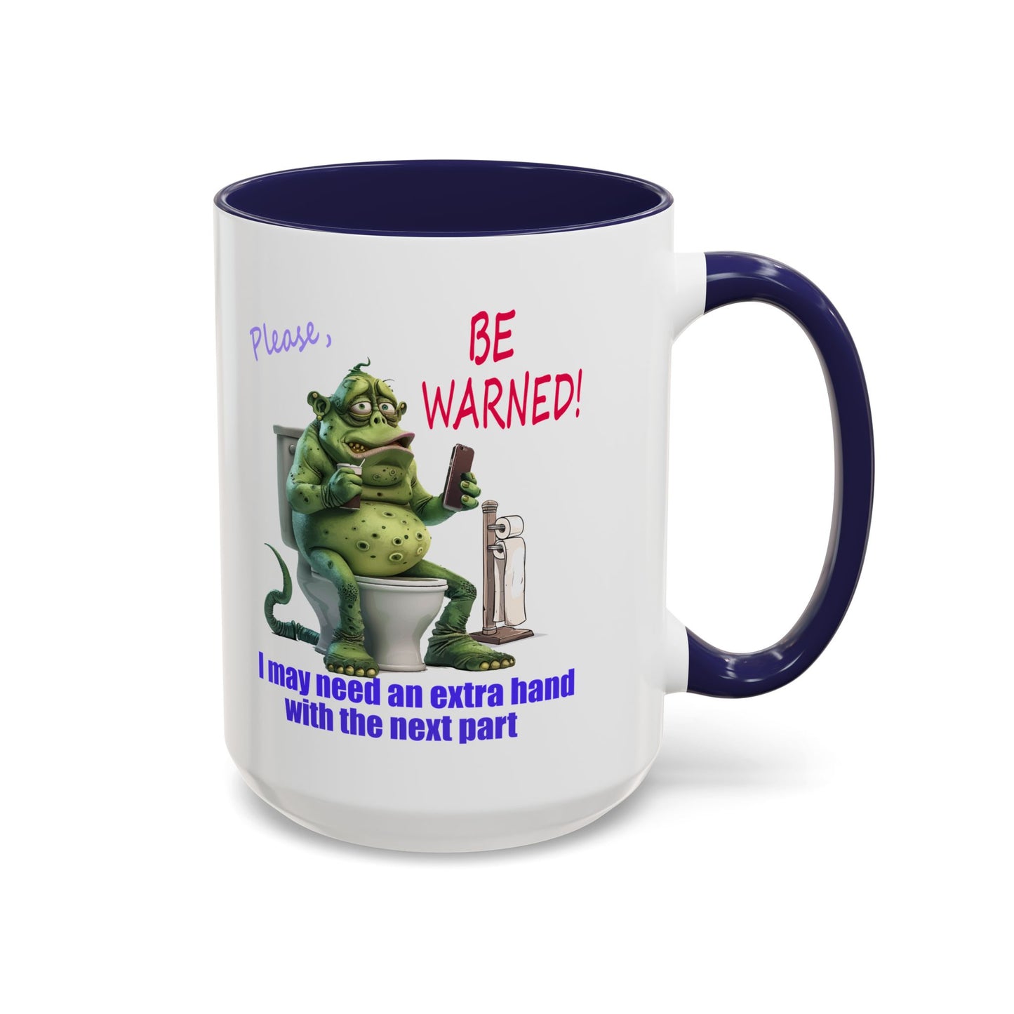 Toilet guy needs a hand, Original Design, Funny Mugs, Accent Coffee Mug (11, 15oz)