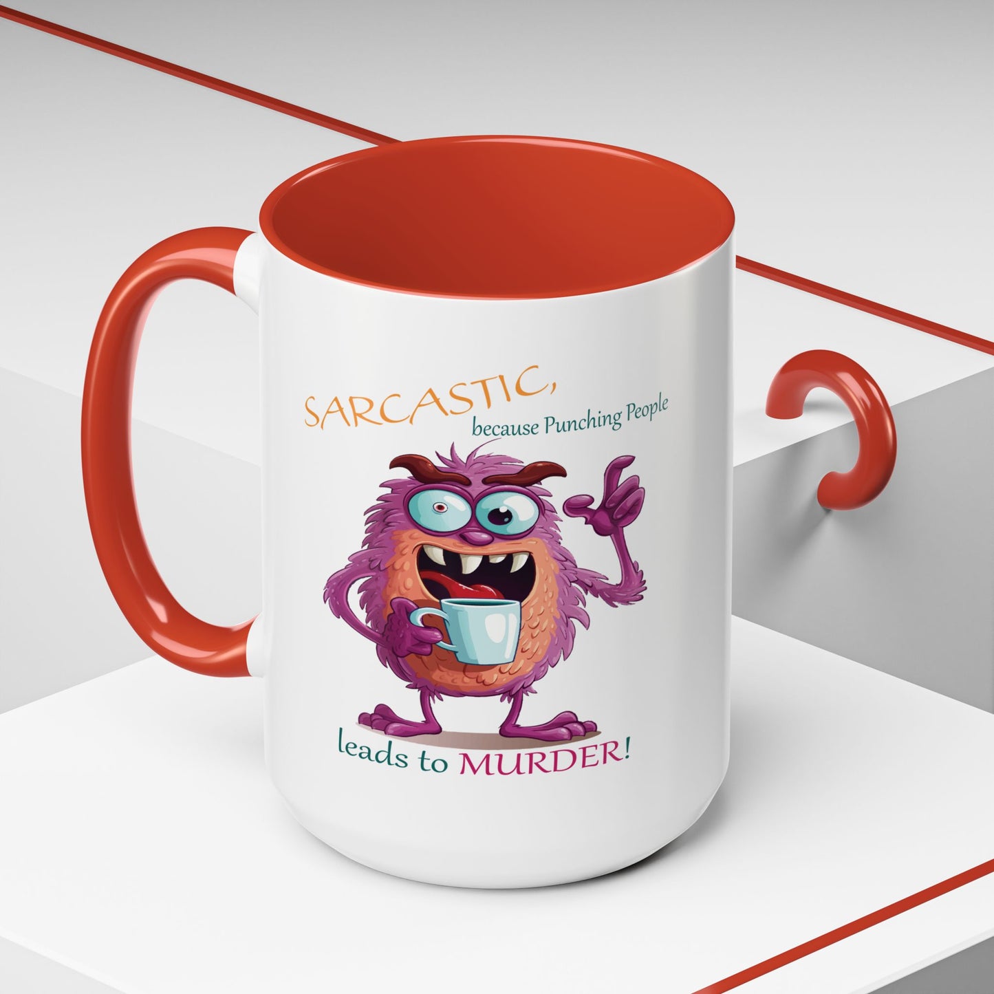 Purple monster, drinks, funny mug designs, Accent Coffee Mug (11, 15oz)