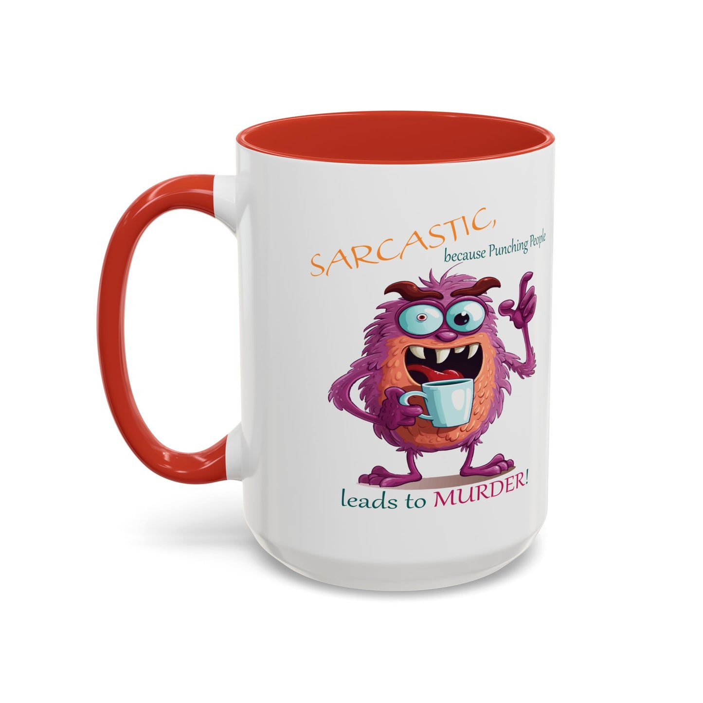 Purple monster, drinks, funny mug designs, Accent Coffee Mug (11, 15oz)