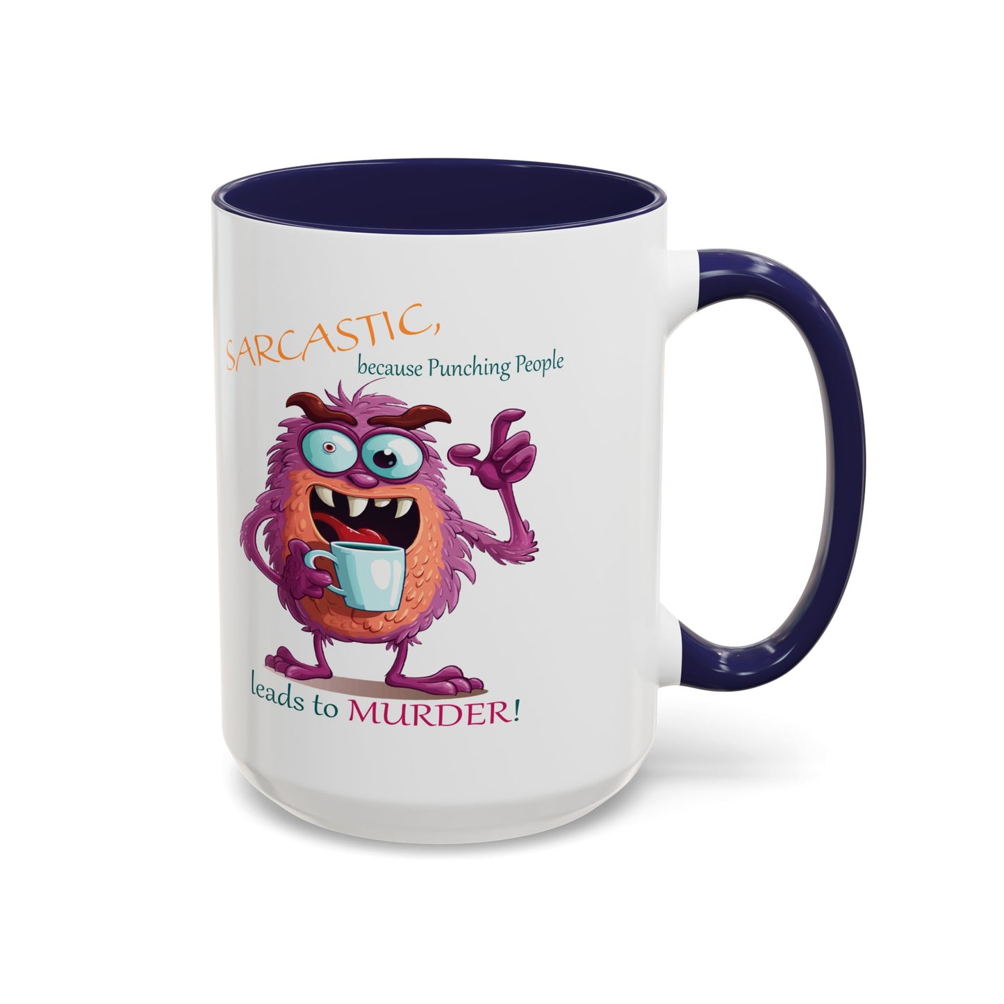 Purple monster, drinks, funny mug designs, Accent Coffee Mug (11, 15oz)