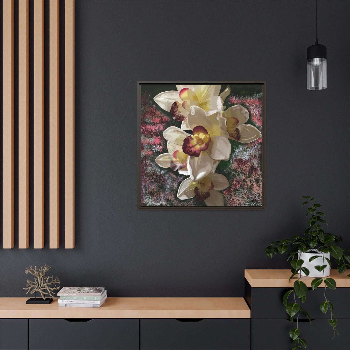 Simply-Orchid-original Art - Matte Canvas, Framed (Multi-color)