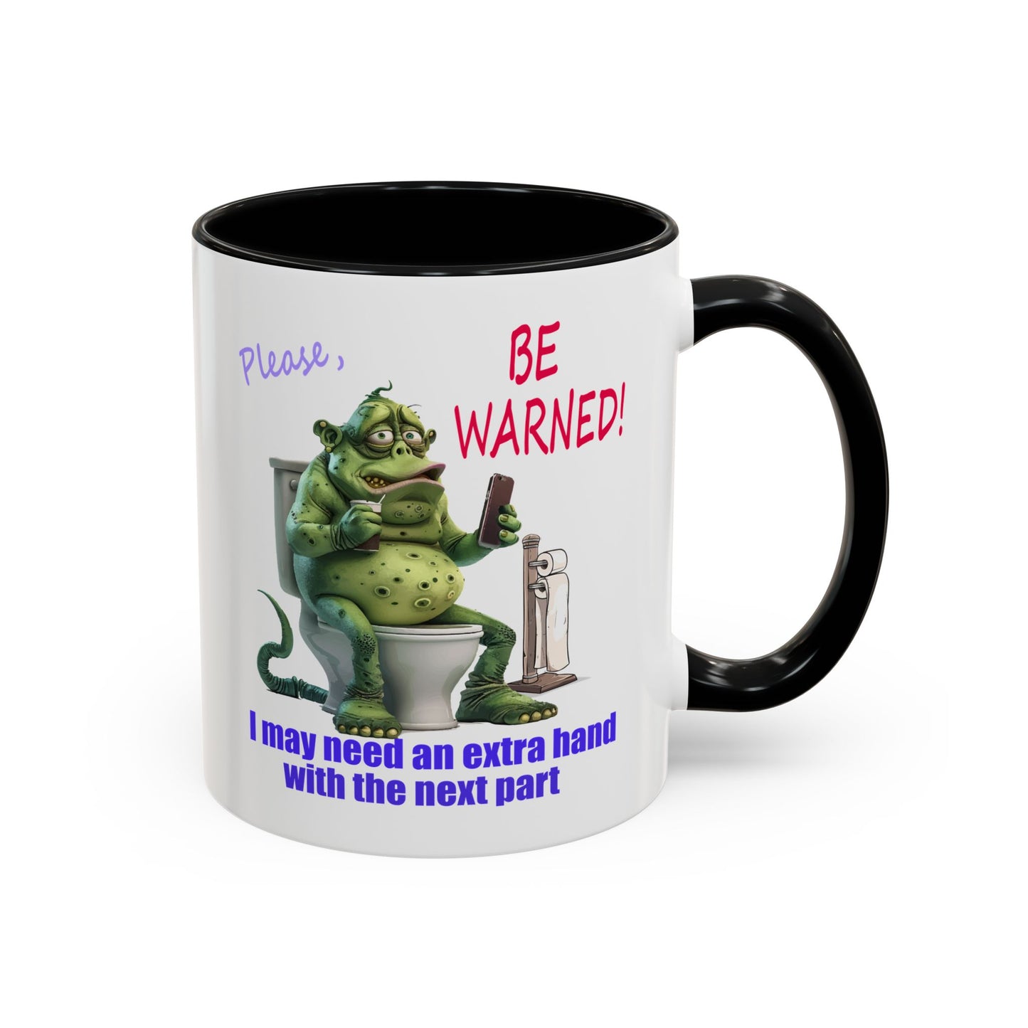 Toilet guy needs a hand, Original Design, Funny Mugs, Accent Coffee Mug (11, 15oz)