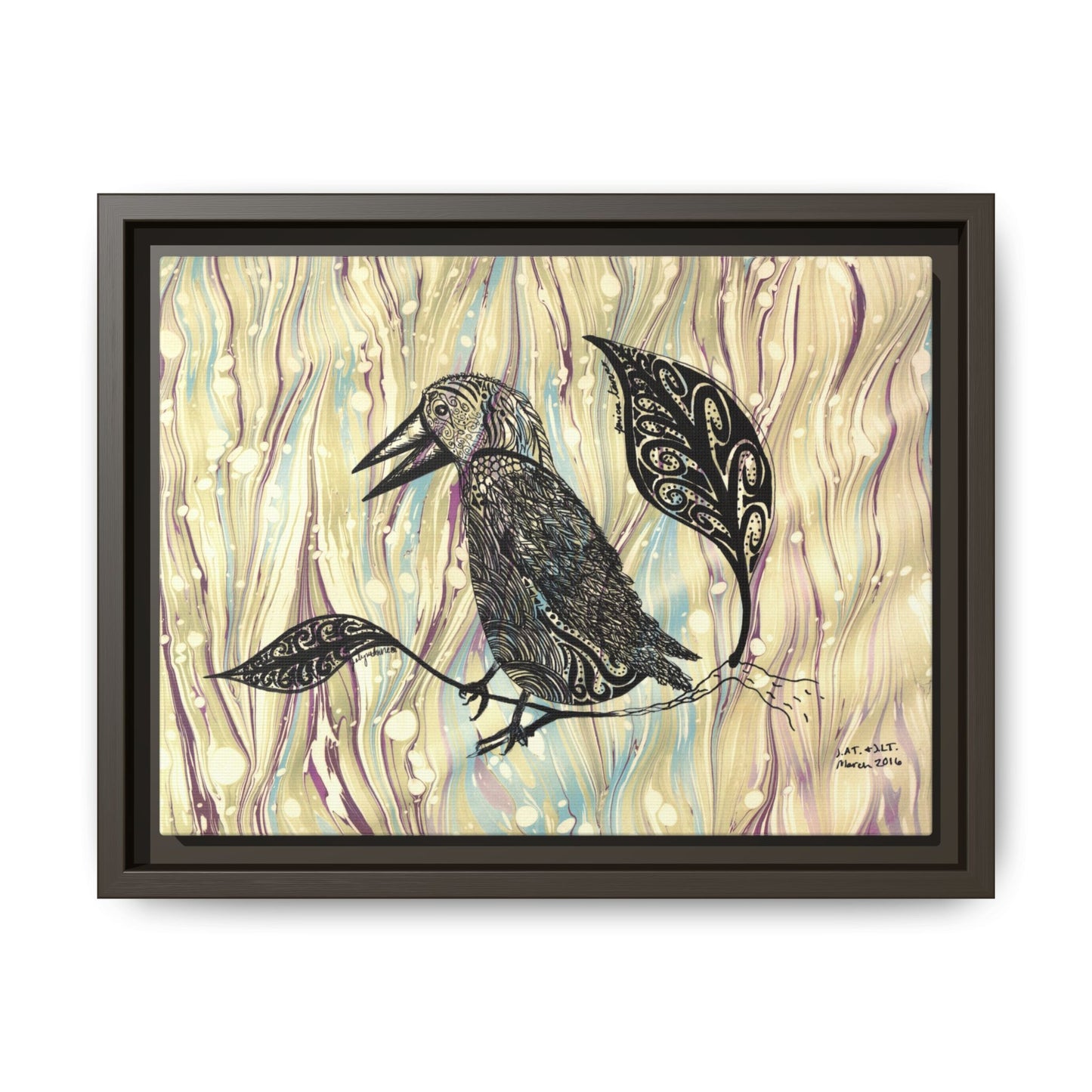 Raven - original Art - Matte Canvas, Framed (Multi-color)