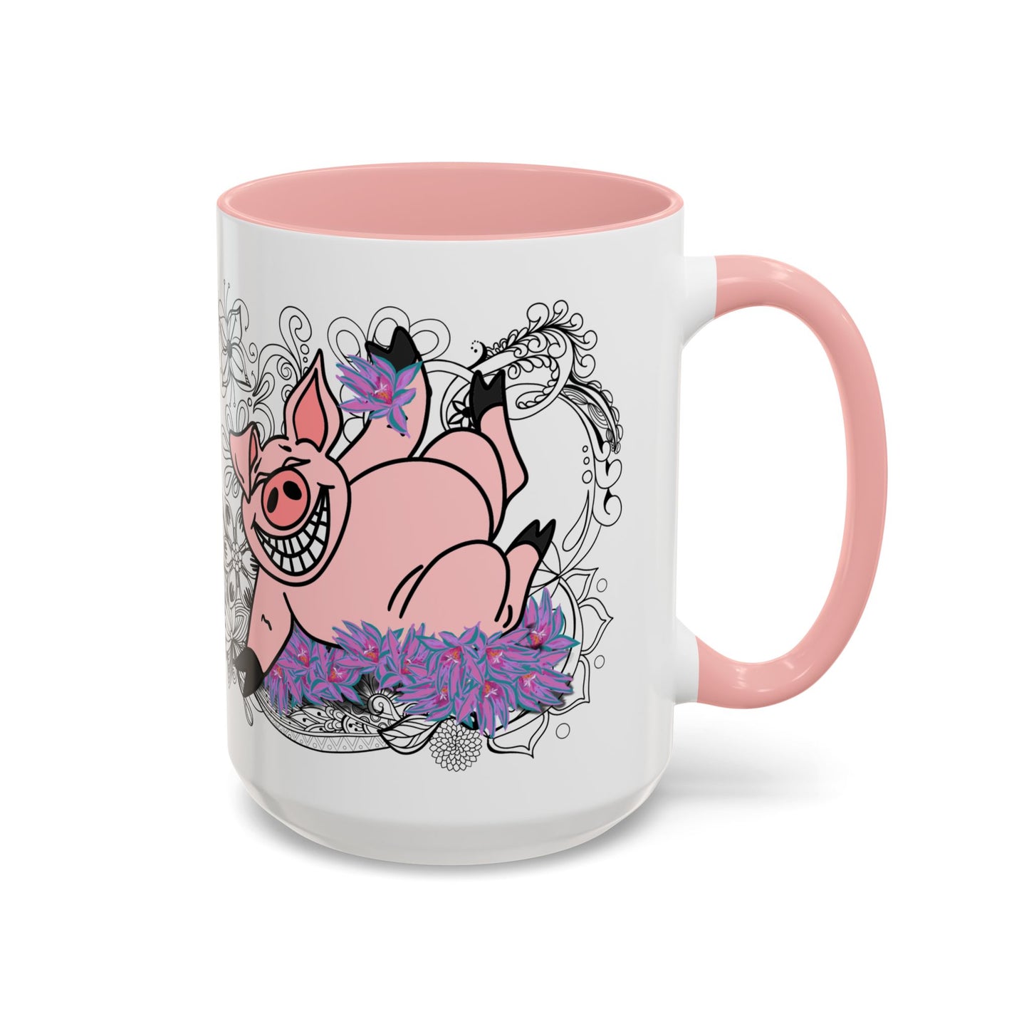 Piggy laughing - Accent Coffee Mug (11, 15oz)