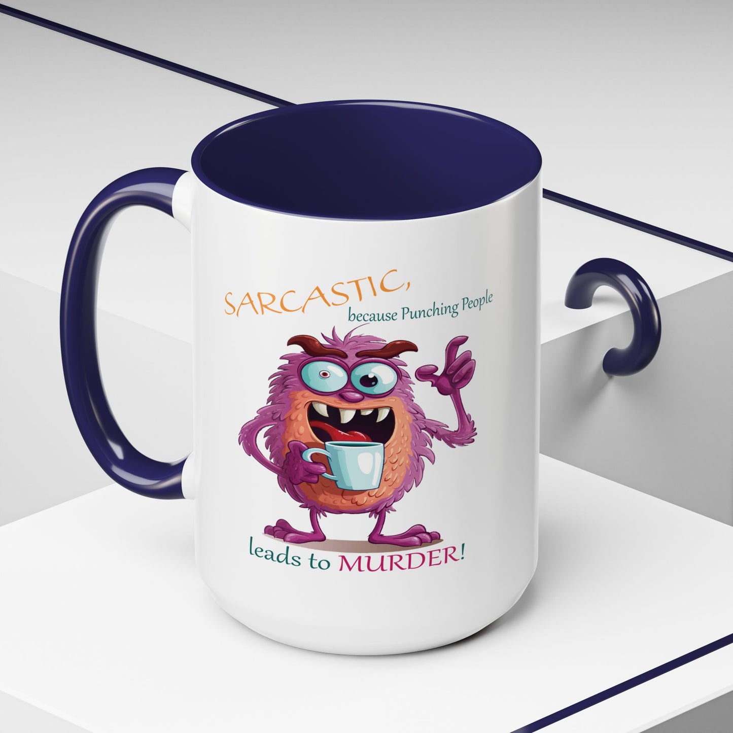 Purple monster, drinks, funny mug designs, Accent Coffee Mug (11, 15oz)