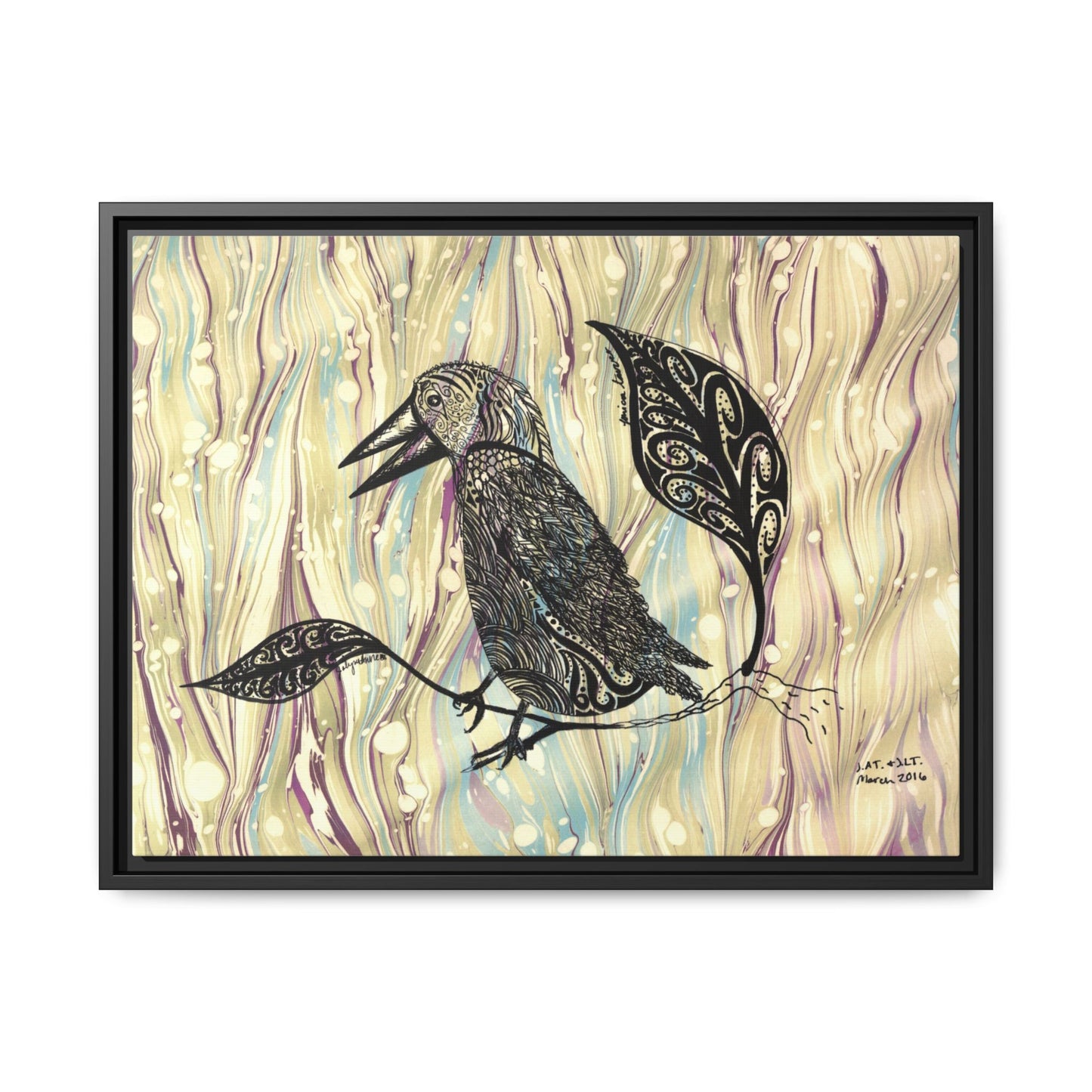 Raven - original Art - Matte Canvas, Framed (Multi-color)