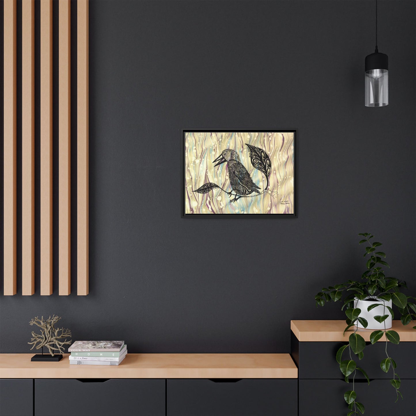 Raven - original Art - Matte Canvas, Framed (Multi-color)