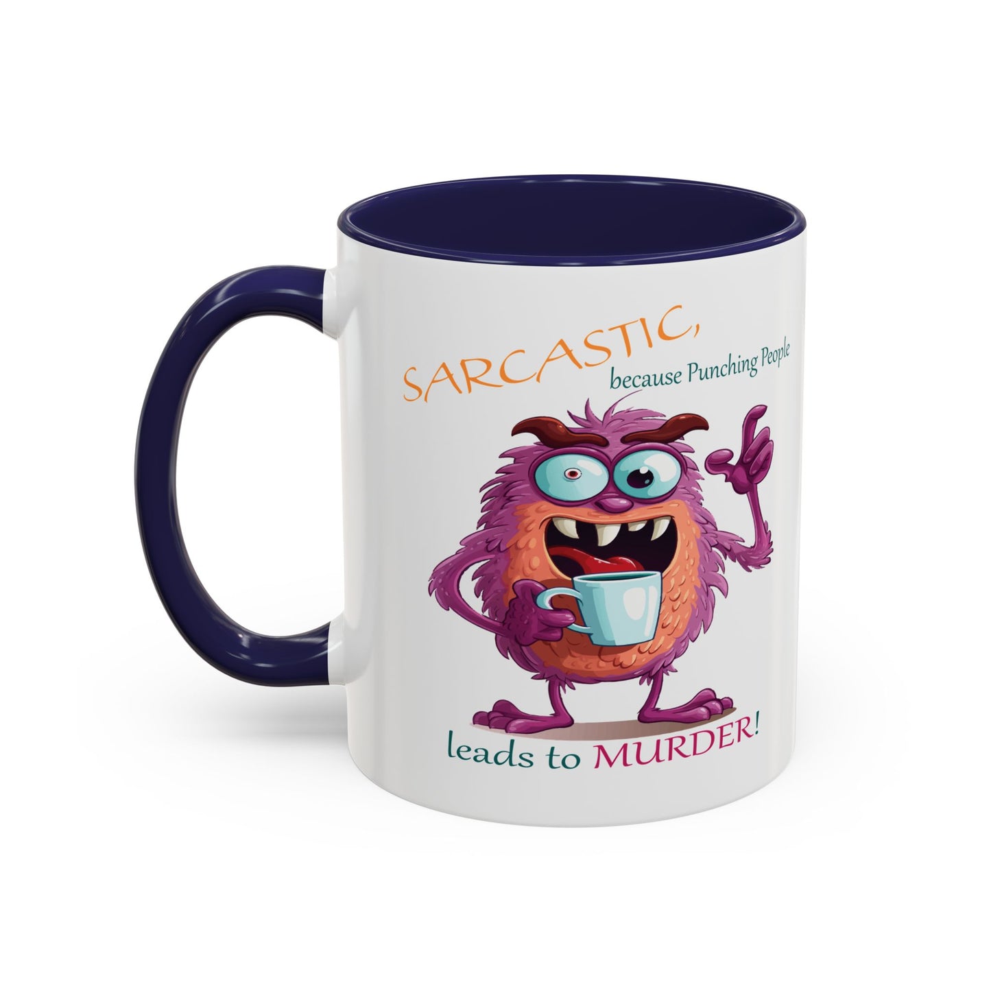 Purple monster, drinks, funny mug designs, Accent Coffee Mug (11, 15oz)