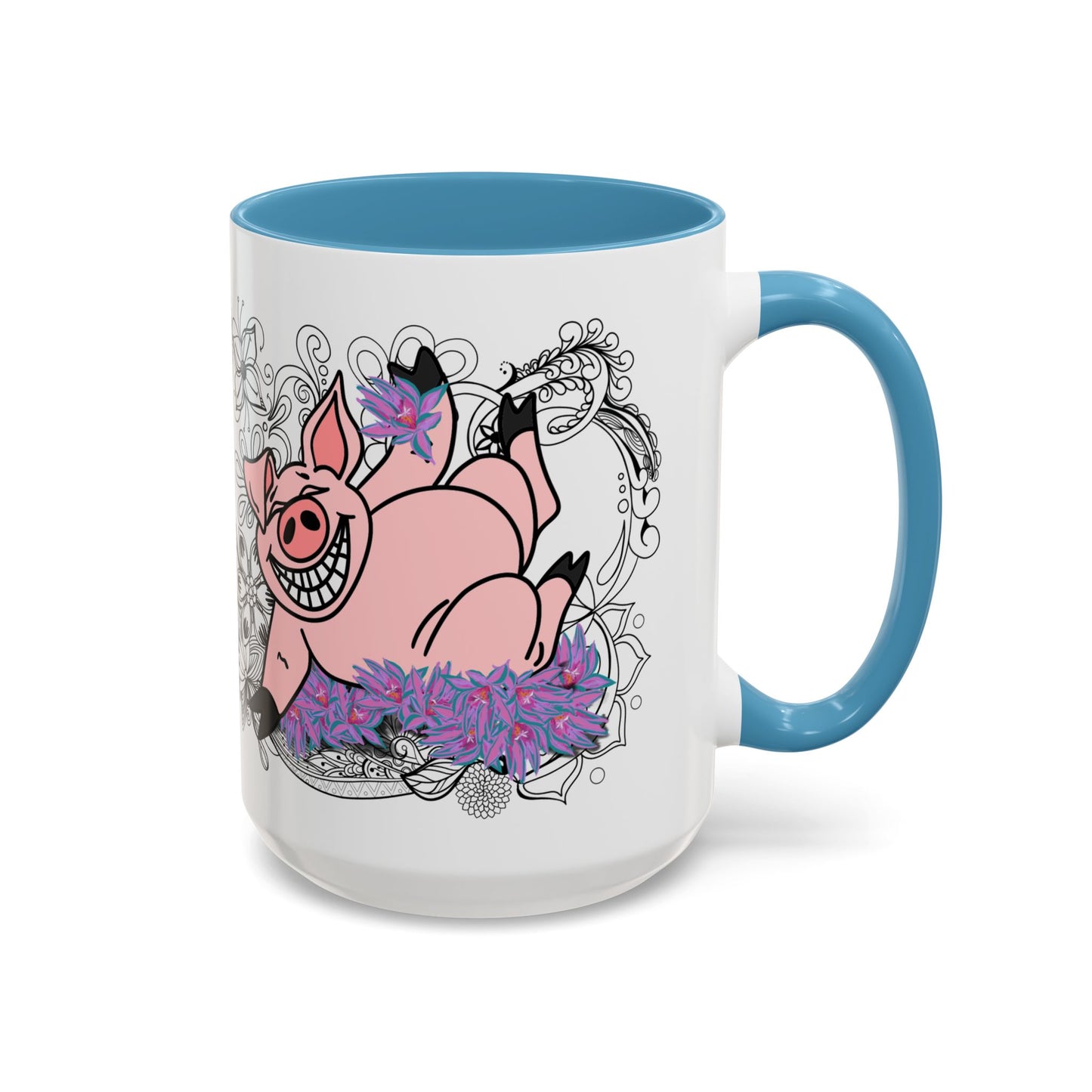 Piggy laughing - Accent Coffee Mug (11, 15oz)