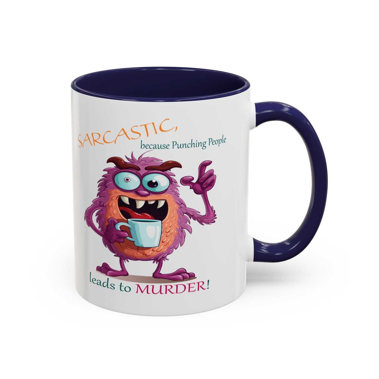 Purple monster, drinks, funny mug designs, Accent Coffee Mug (11, 15oz)