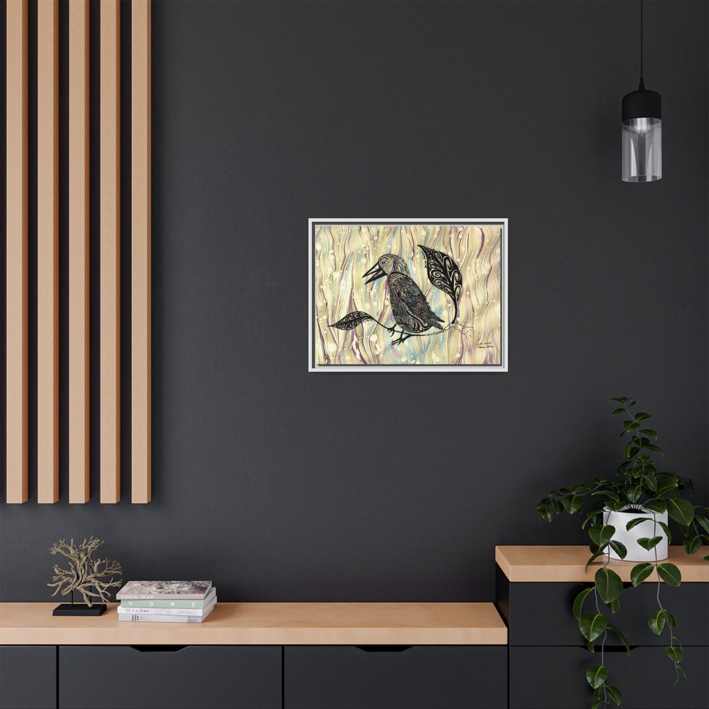 Raven - original Art - Matte Canvas, Framed (Multi-color)