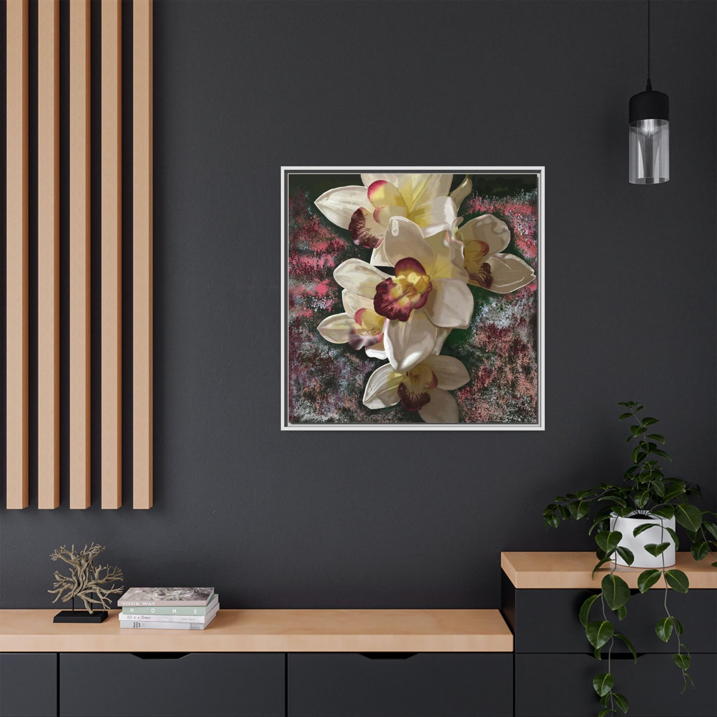 Simply-Orchid-original Art - Matte Canvas, Framed (Multi-color)